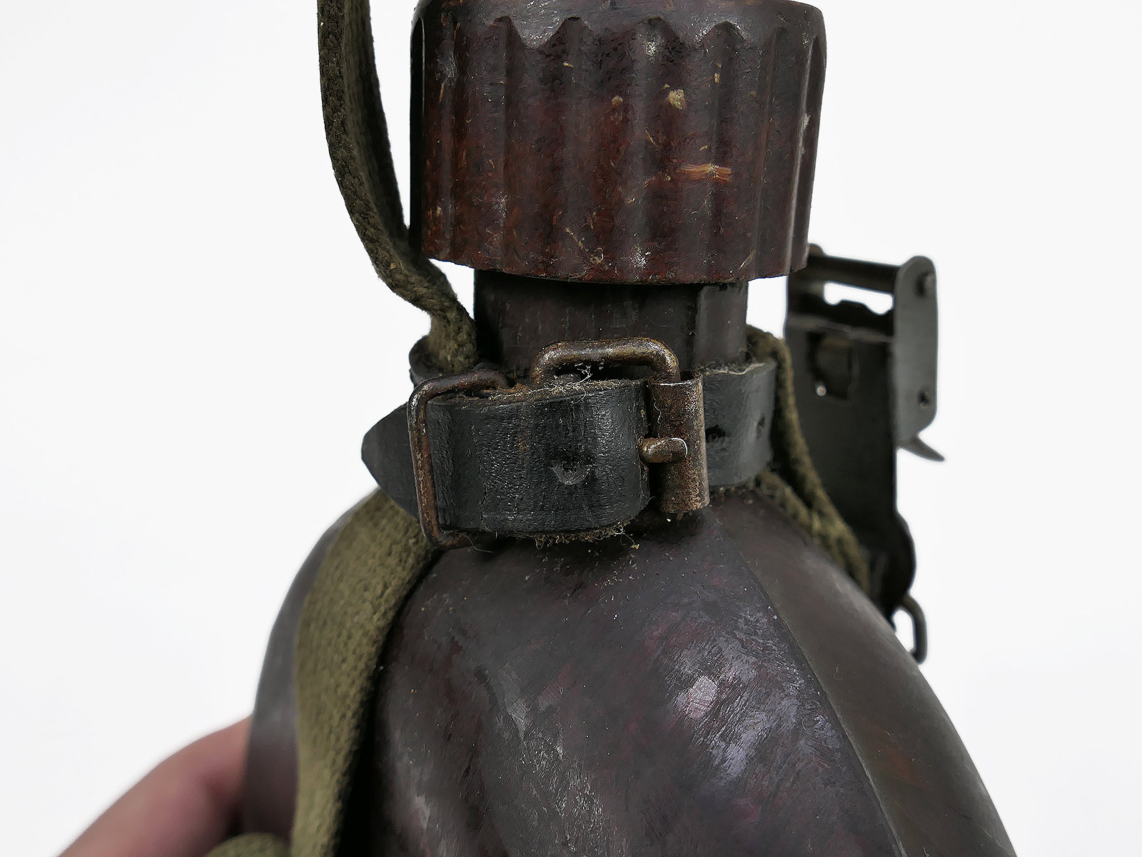 Wehrmacht DAK Afrikakorps Feldflasche Kokosnuss Tropen RITTER ALFURIT mit Becher COLLECTION BATTLE WORN