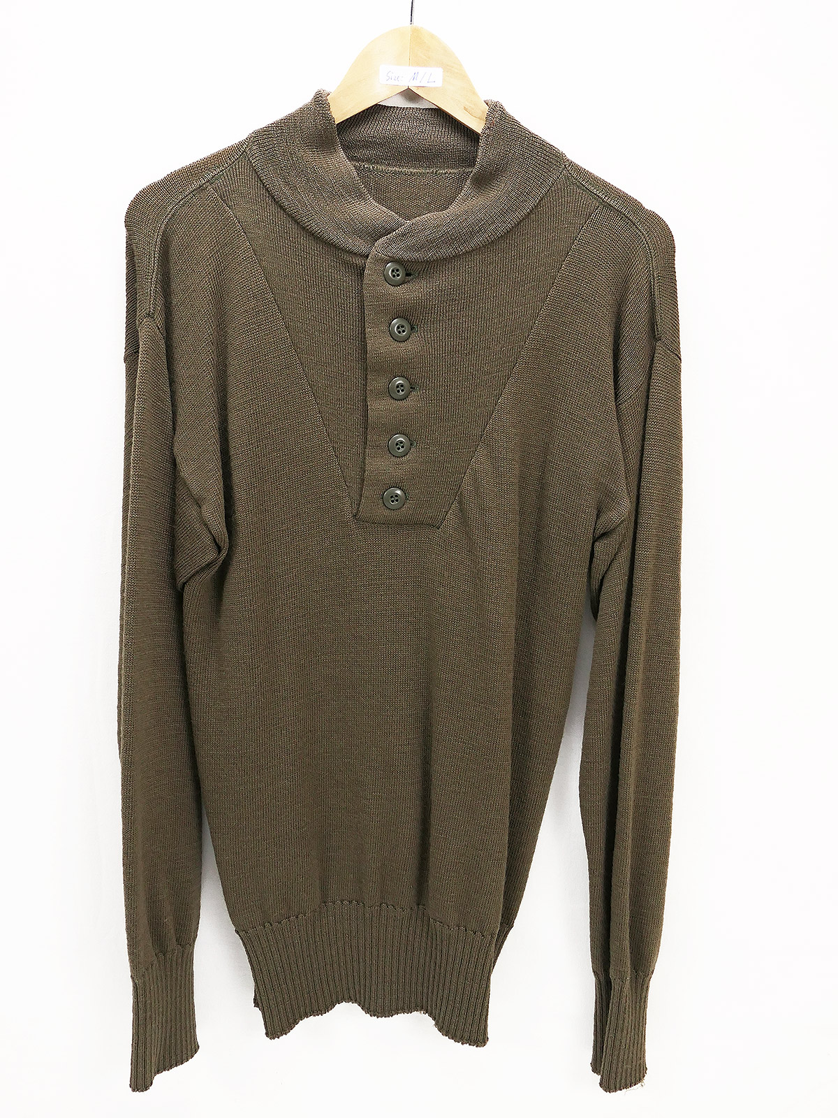 US Army Sweater High Neck Shirt Brown Pullover Strickpullover M-L 1980er Jahre