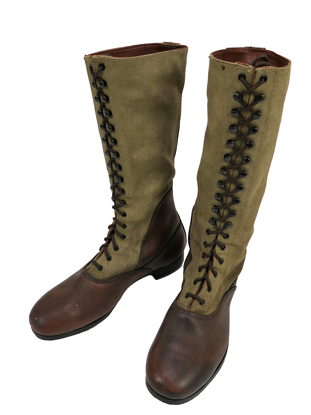 Einzelpaar - Wehrmacht DAK Tropenstiefel Hoch Afrikakorps Stiefel Gr.46 COLLECTION BATTLE WORN