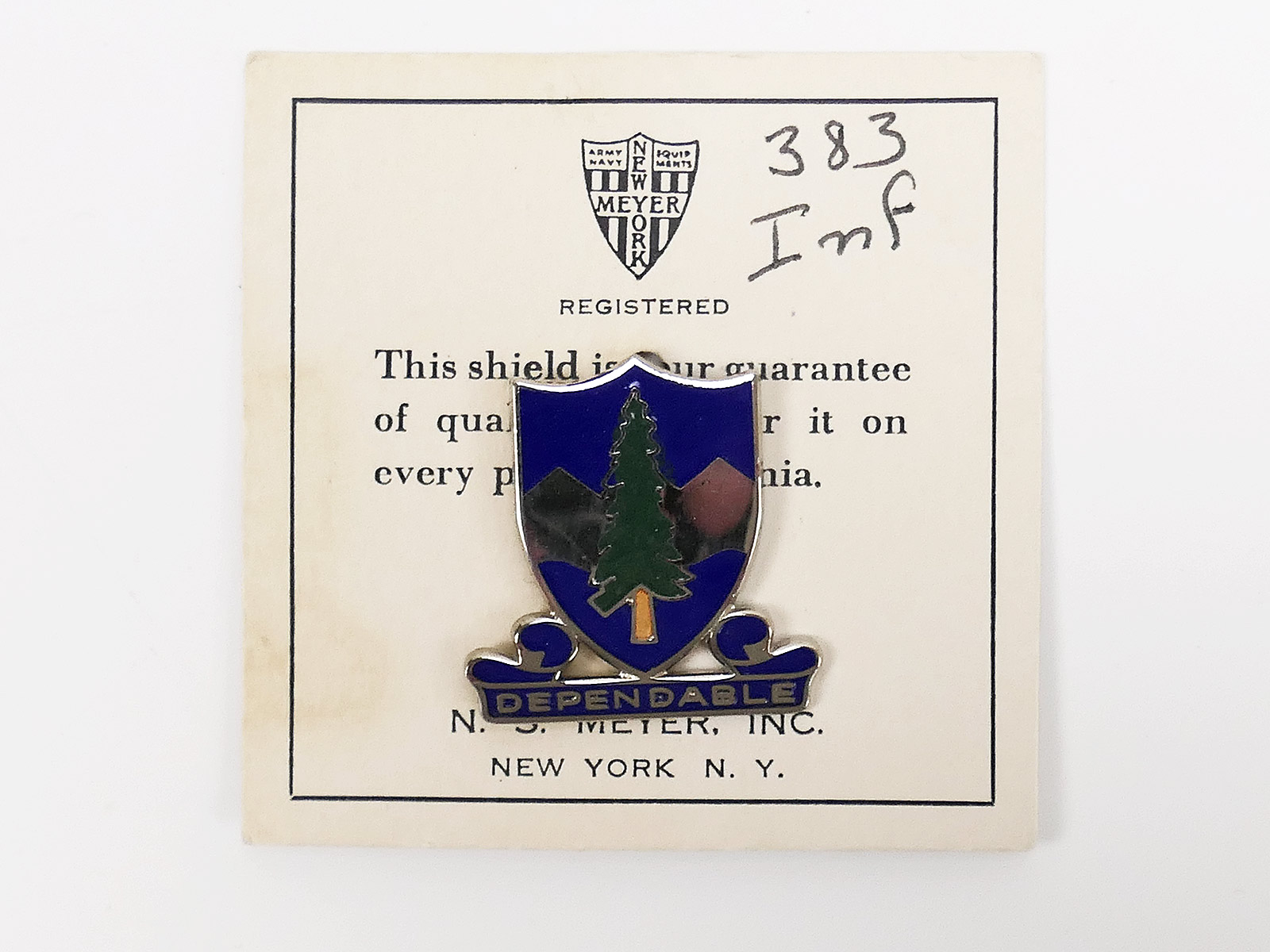 P1738347 US WW2 Military Unit Crests Insignia 383rd INFANTRY REGIMENT Pin Medal Badge Abzeichen