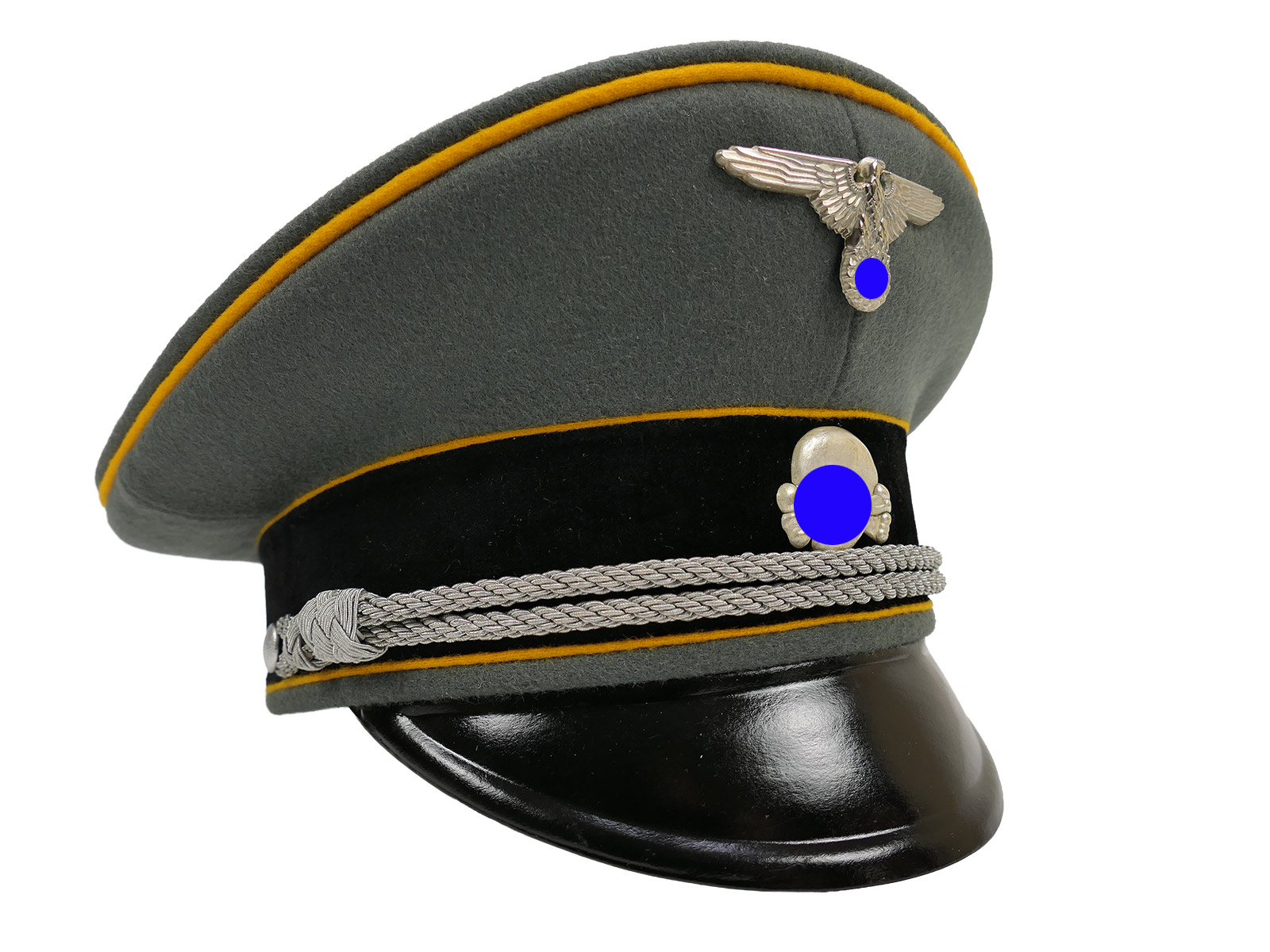 Waffen SS Schirmmütze Offizier KAVALLERIE Gr.58 Top Museumsanfertigung mit Metall Effekten