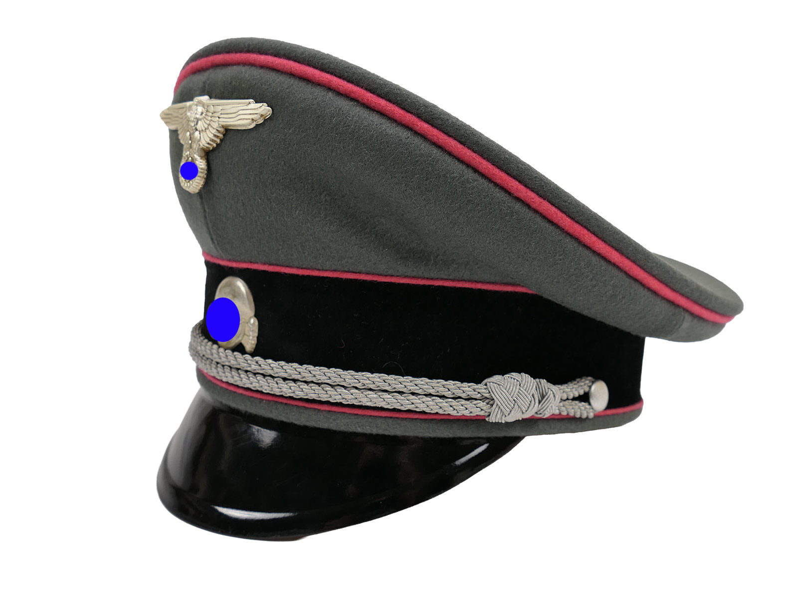 Waffen SS Schirmmütze Offizier PANZERTRUPPE Gr.58 Top Museumsanfertigung mit Metall Effekten