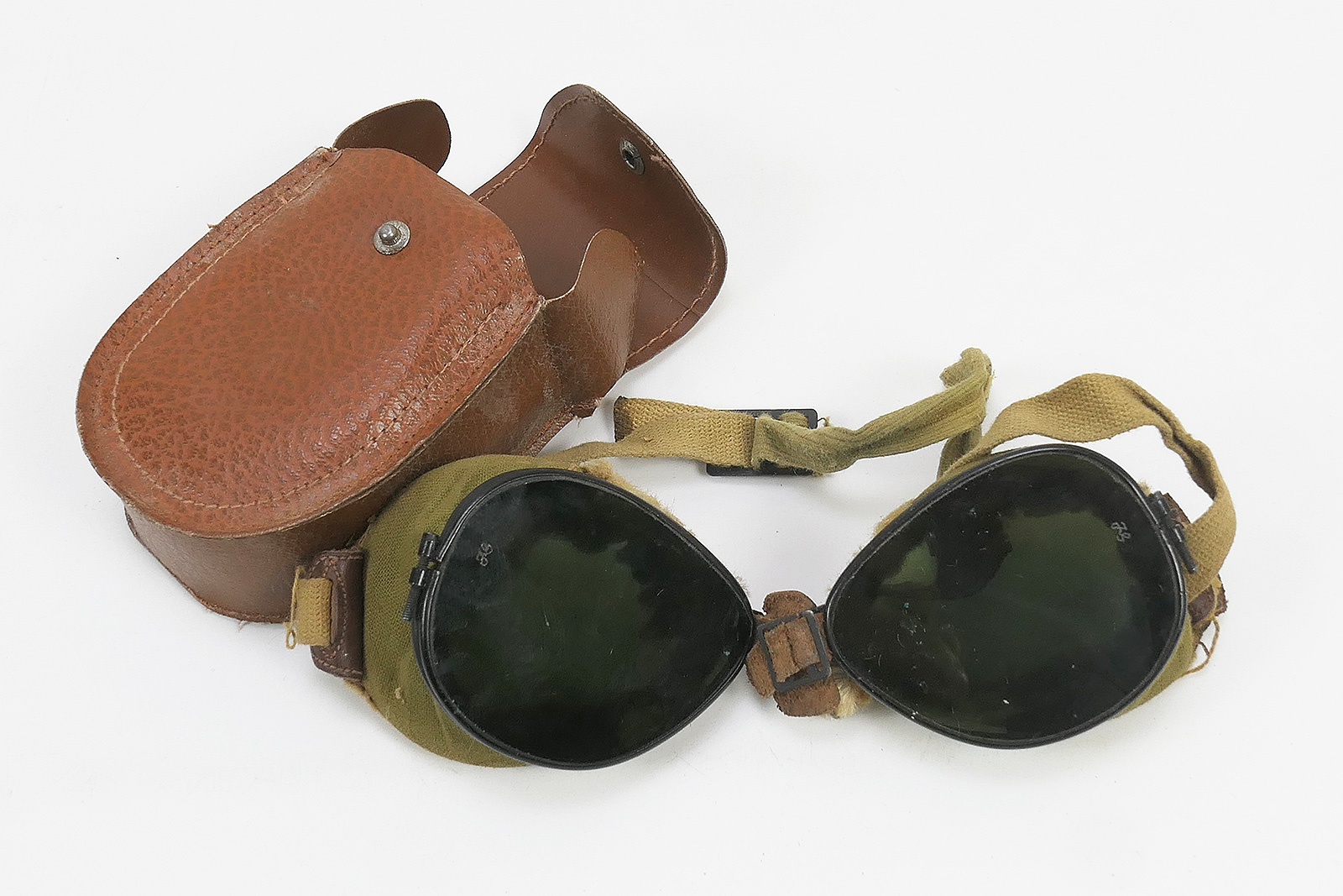 P1510989 #B US ARMY WW2 Ski + Mountain Trooper Goggles - Gebirgsjäger Brille in Etui