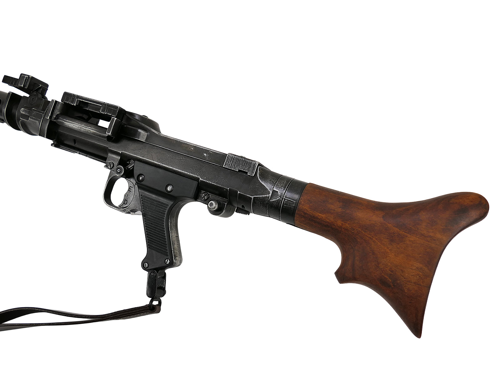 Wehrmacht Maschinengewehr MG34 Deko Modell Filmwaffe Metall mit Holz Schulterstütze und Trageriemen