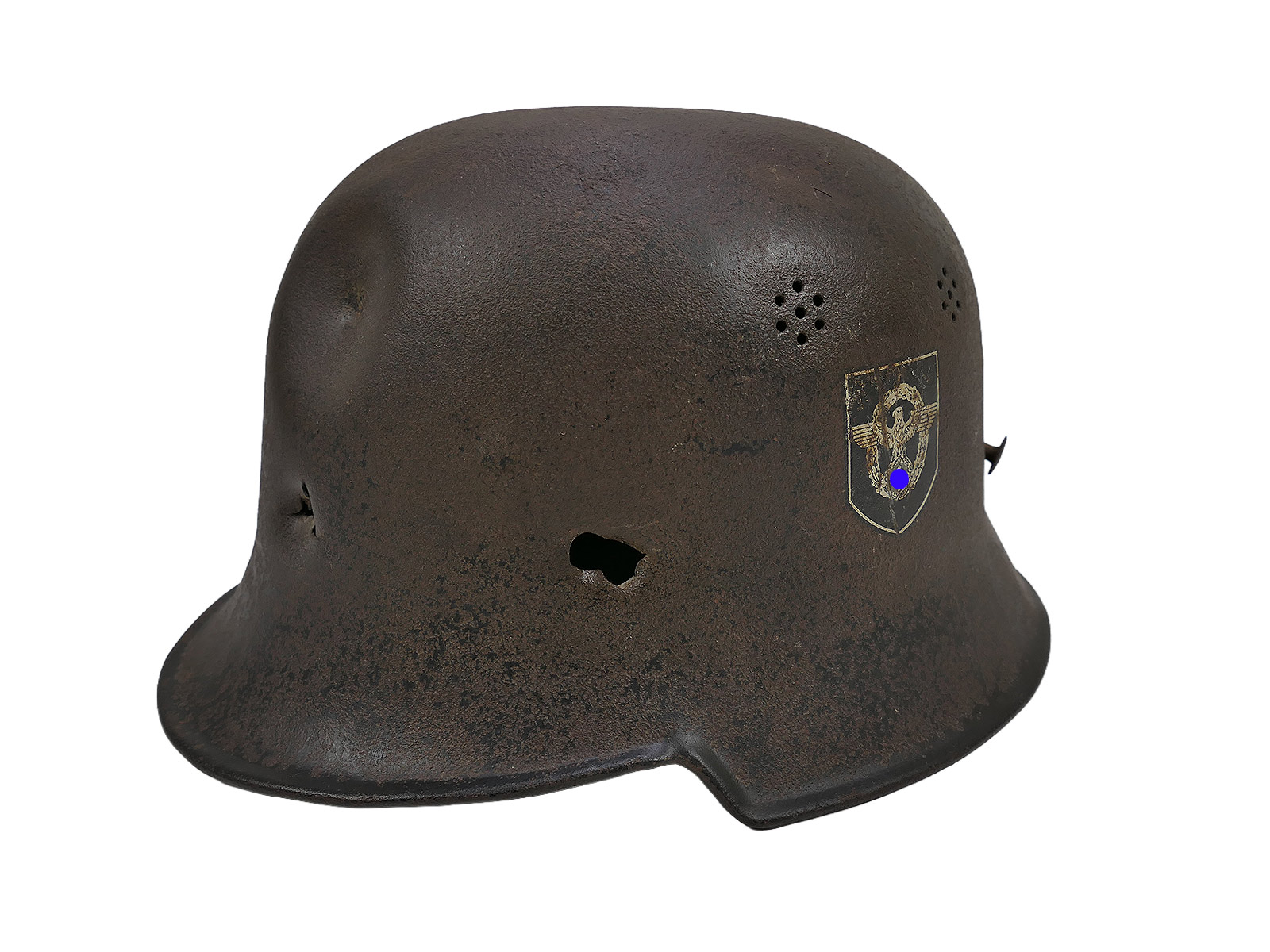 Original M34 Stahlhelm DD Glocke Feuerlöschpolizei Schlachtfeldfund Berlin Battle Damaged 