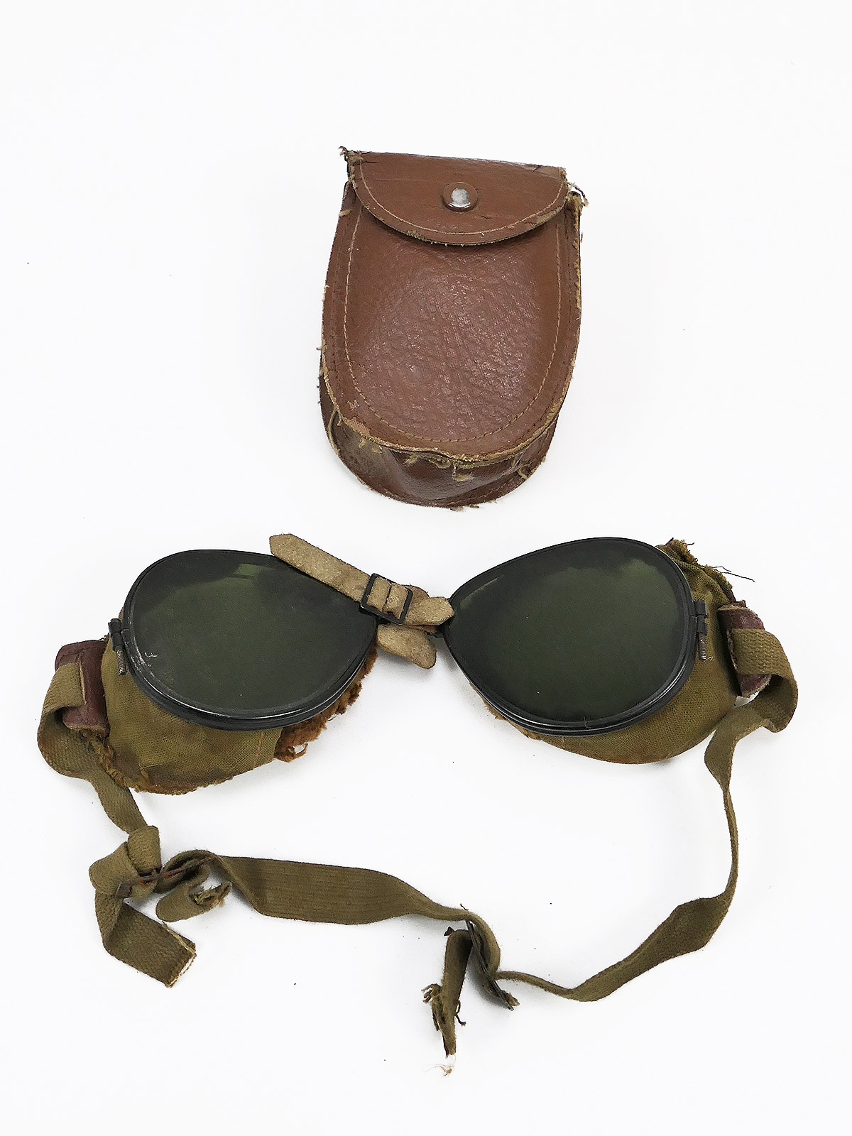 P1647128 #D US ARMY WW2 Ski + Mountain Trooper Goggles - Gebirgsjäger Brille in Etui
