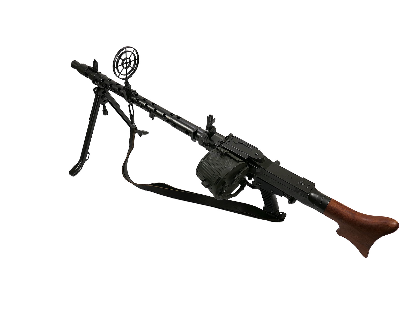 #2 VARIANTE Maschinengewehr MG34 Deko Metall/Holz Modell mit Flieger Kreiskorn Umbau Gurttrommel / Gurt