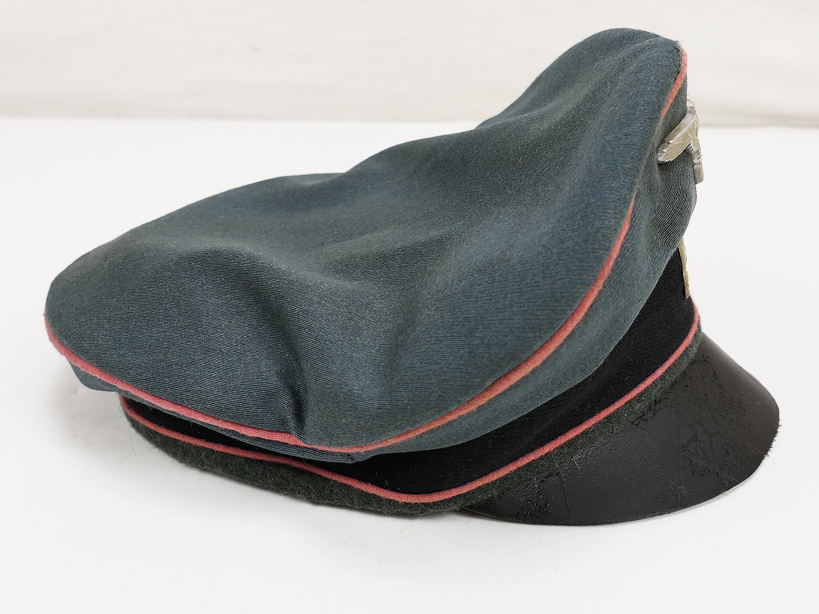 Waffen SS Schirmmütze Panzer Panzerjäger Crusher Cap Alte Art Gr.58 Tornister Knautschmütze COLLECTION BATTLE WORN