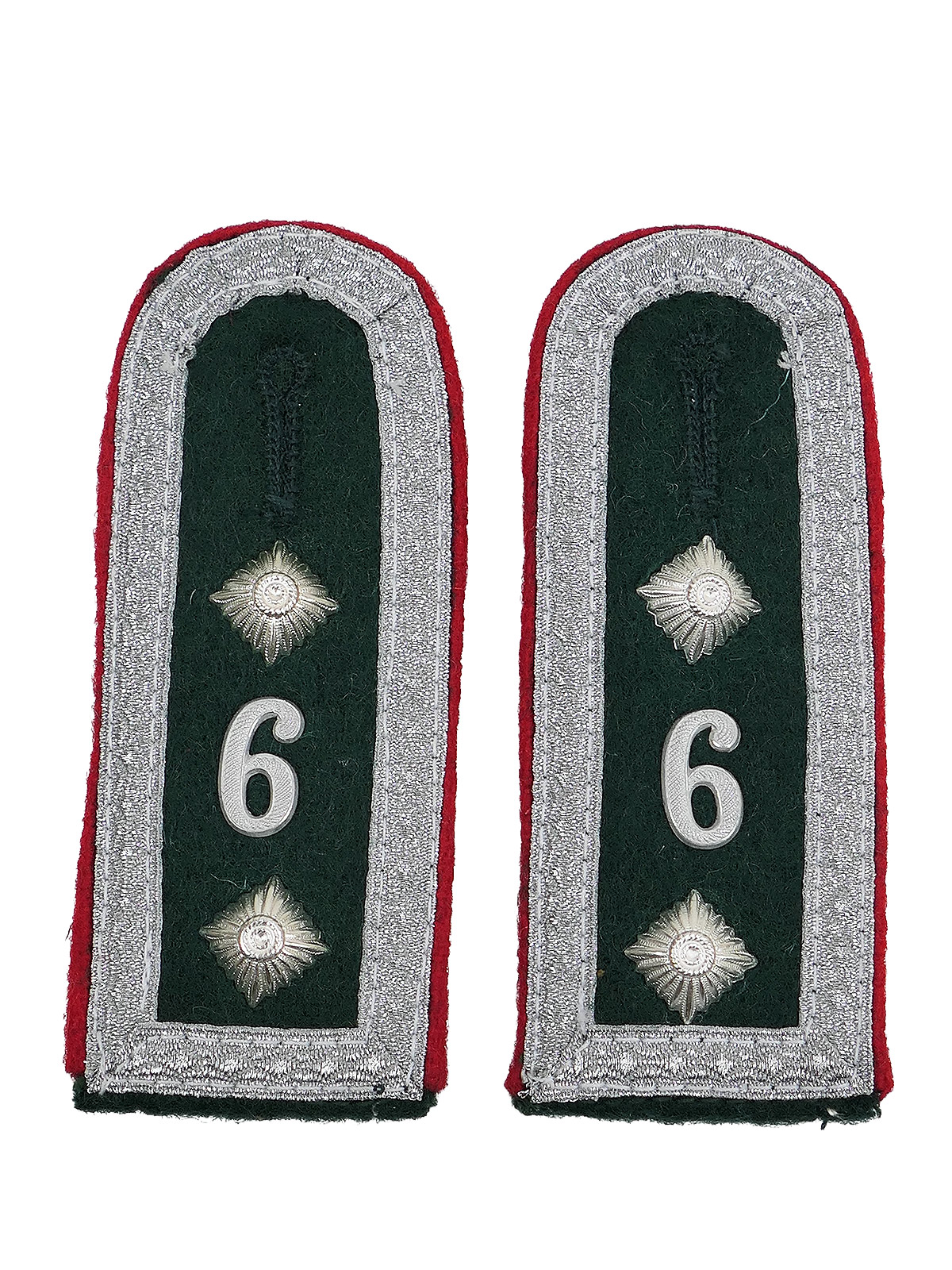 Wehrmacht M36 Schulterklappen Schulterstücke Oberfeldwebel 6. Artillerie Batt. für Feldbluse M1936
