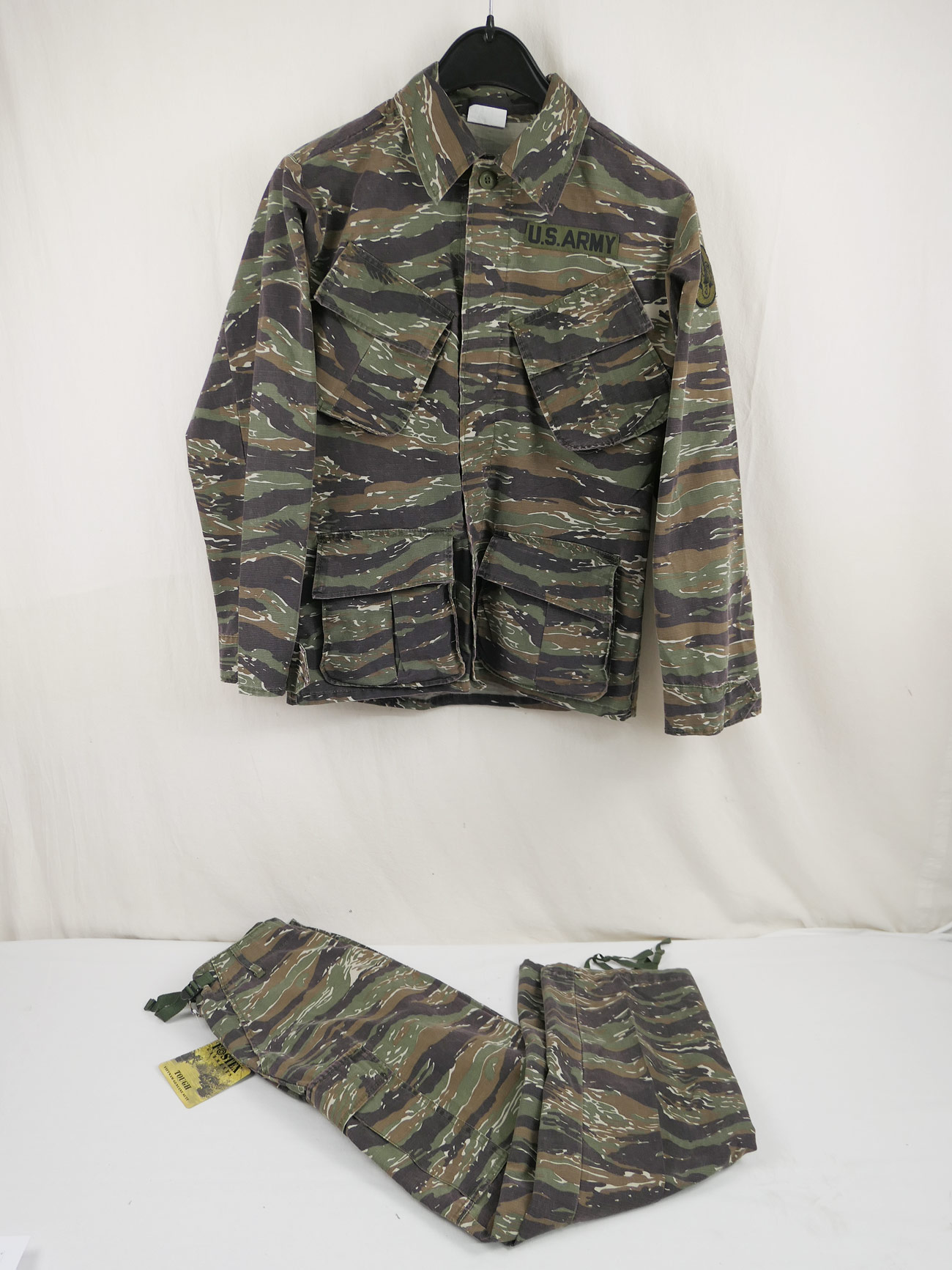 US Army Feldjacke + Feldhose Vietnam Tiger Stripe Small Genuine Suit M64 Jungle Uniform Rip Stop
