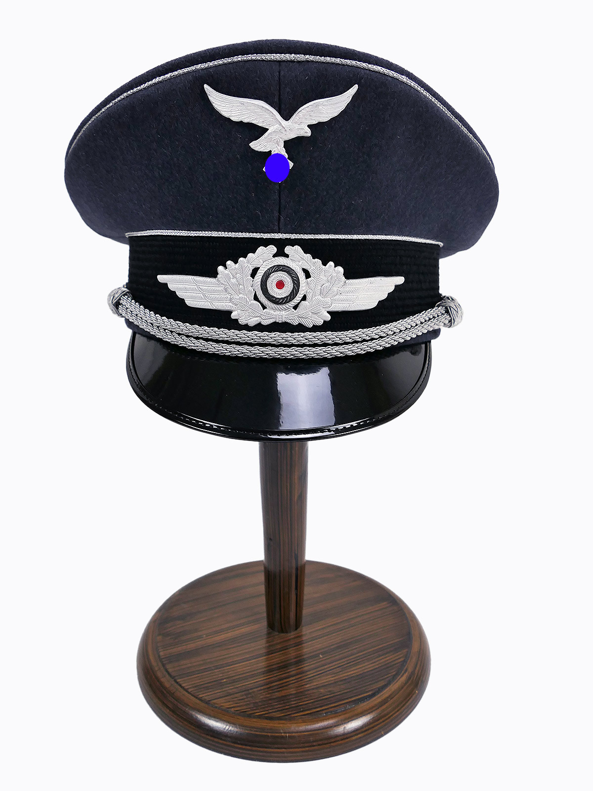 P1704387 Wehrmacht LUFTWAFFE Schirmmütze General Gr.59 mit Metall Effekten aus Vintage Wolltuch