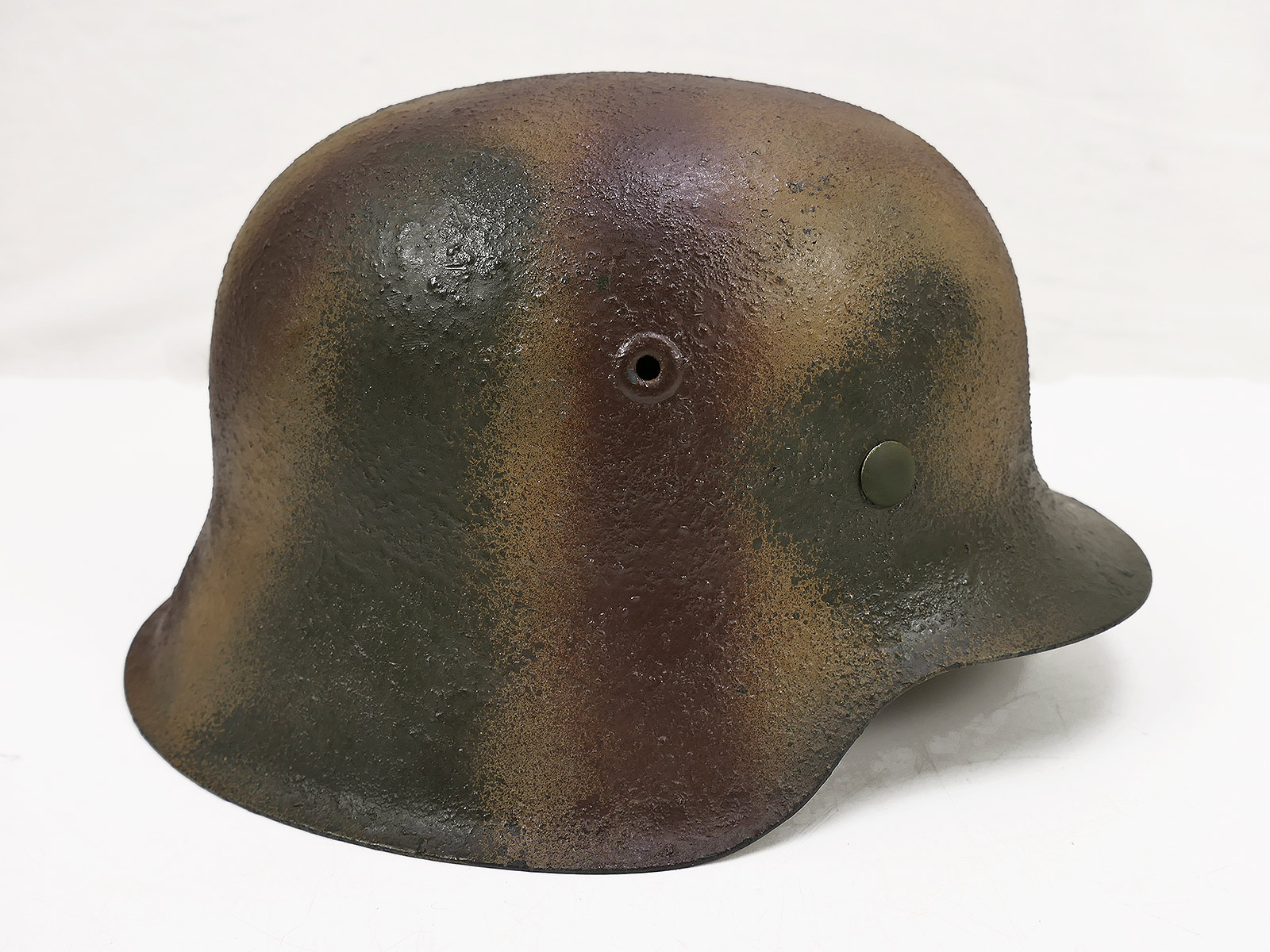 Wehrmacht Camouflage Stahlhelm M42 NS66 mit Helmfutter Gr.59 Normandie Tarnhelm BATTLE WORN