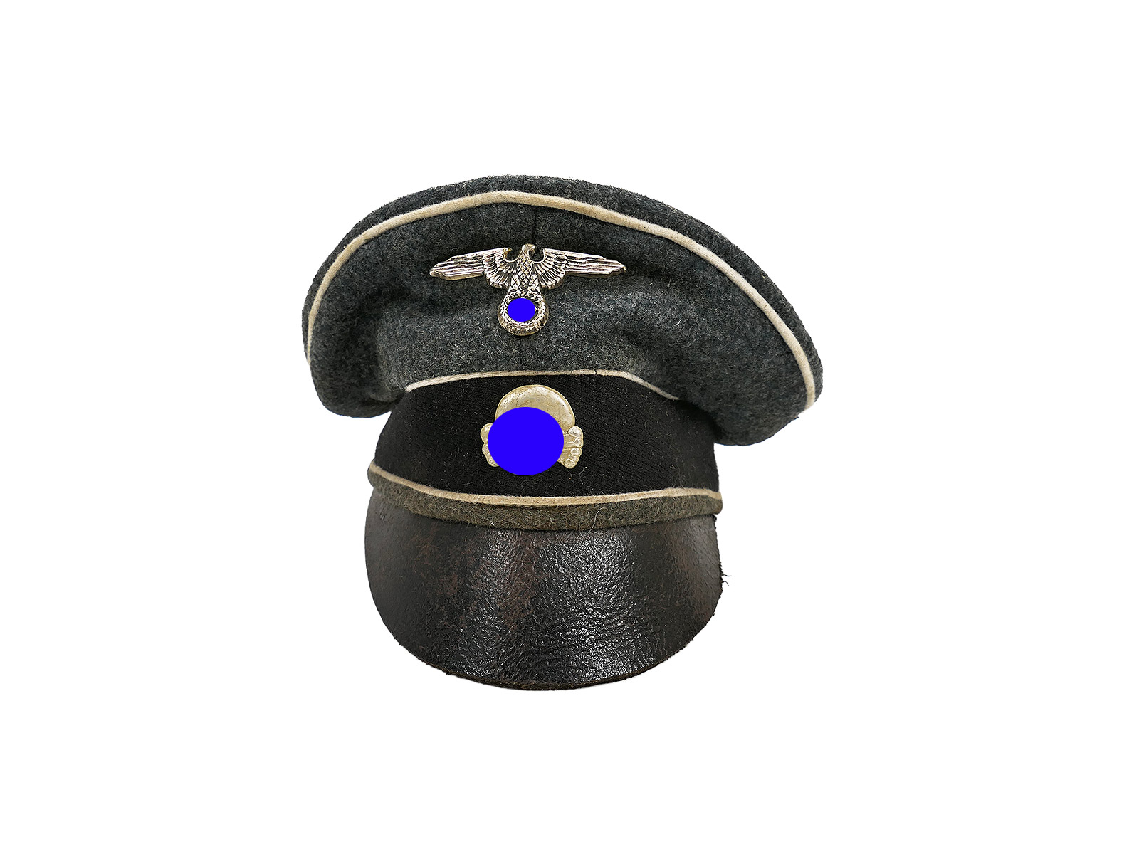 Waffen SS Schirmmütze Infanterie Crusher Ital. Wolle Gr.58/59 mit Metall Effekten Tornister Knautschmütze
