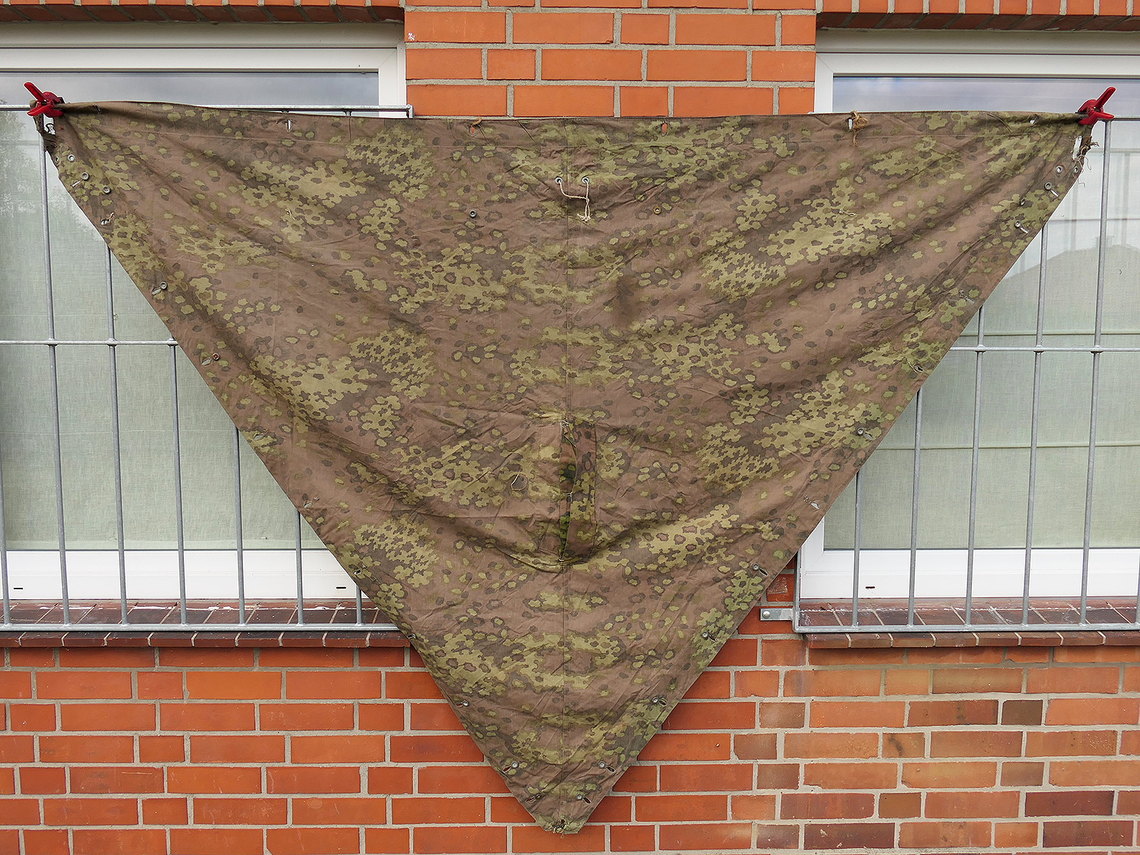 #B/ Waffen SS Original Zeltplane Eichenlaub Zeltbahn Tarnzeltbahn BATTLE WORN