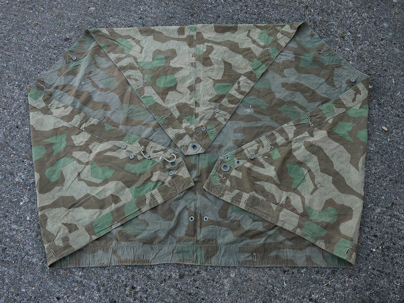 Wehrmacht Original Zeltplane M31 splittertarn Zeltbahn Tarnzeltbahn mit Hersteller BATTLE WORN