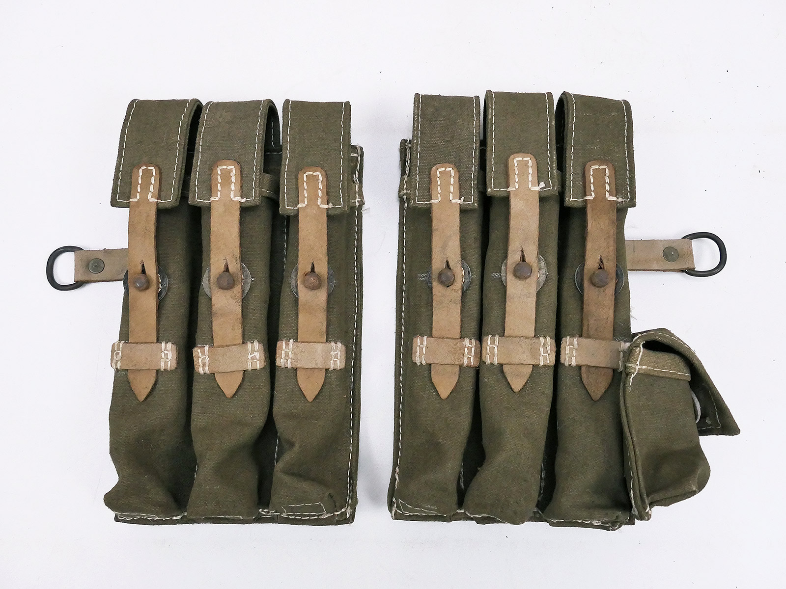 P1090491 #120 Wehrmacht MP 38/40 Leinen Magazintaschen Paar - MP38 MP40