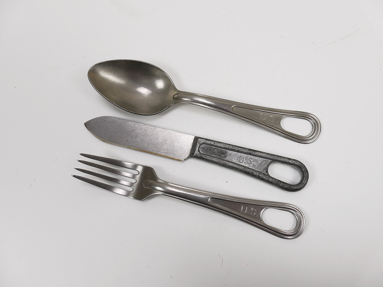 #4 Original US Army Essbesteck Messer Gabel Löffel Besteck Korea Vitnam 1953