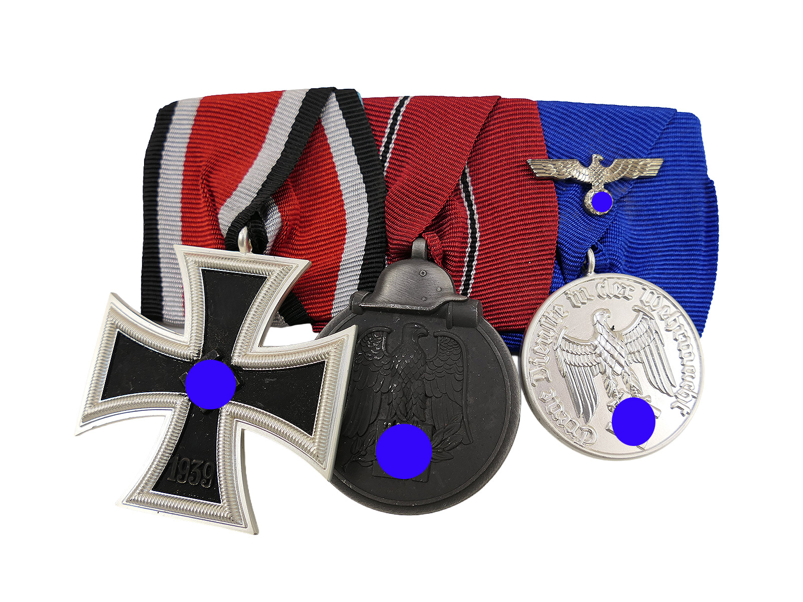 Wehrmacht Ordensspange 3er Spange Eisernes Kreuz / Winterschlacht im Osten / Dienstzeit 4 Jahre