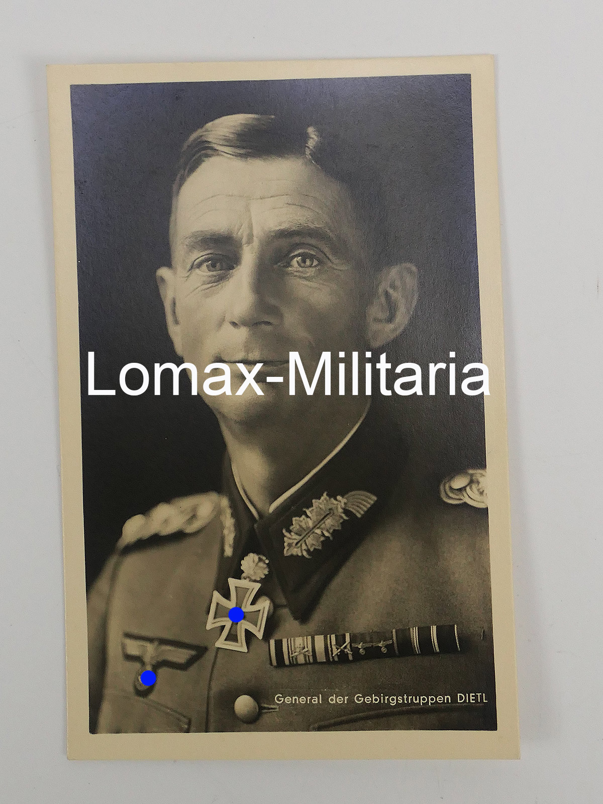 #56/ Portrait Postkarte / PK General Gebirgstruppen DIETL Photo Hoffmann " Echte Fotografie "