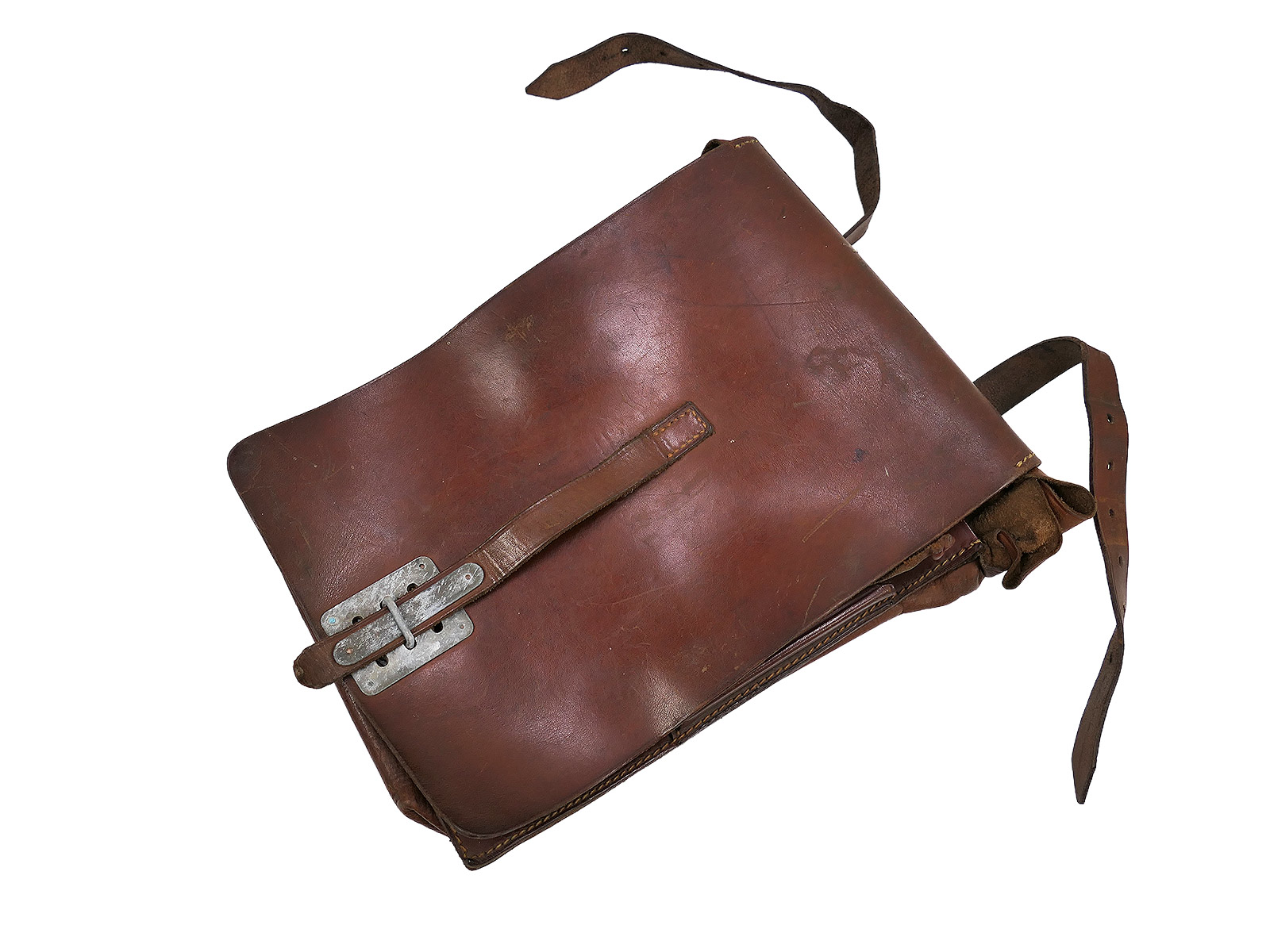Wehrmacht / Luftwaffe Original Kartentasche Leder braun 1935 datiert mit Hersteller Meldetasche COLLECTION