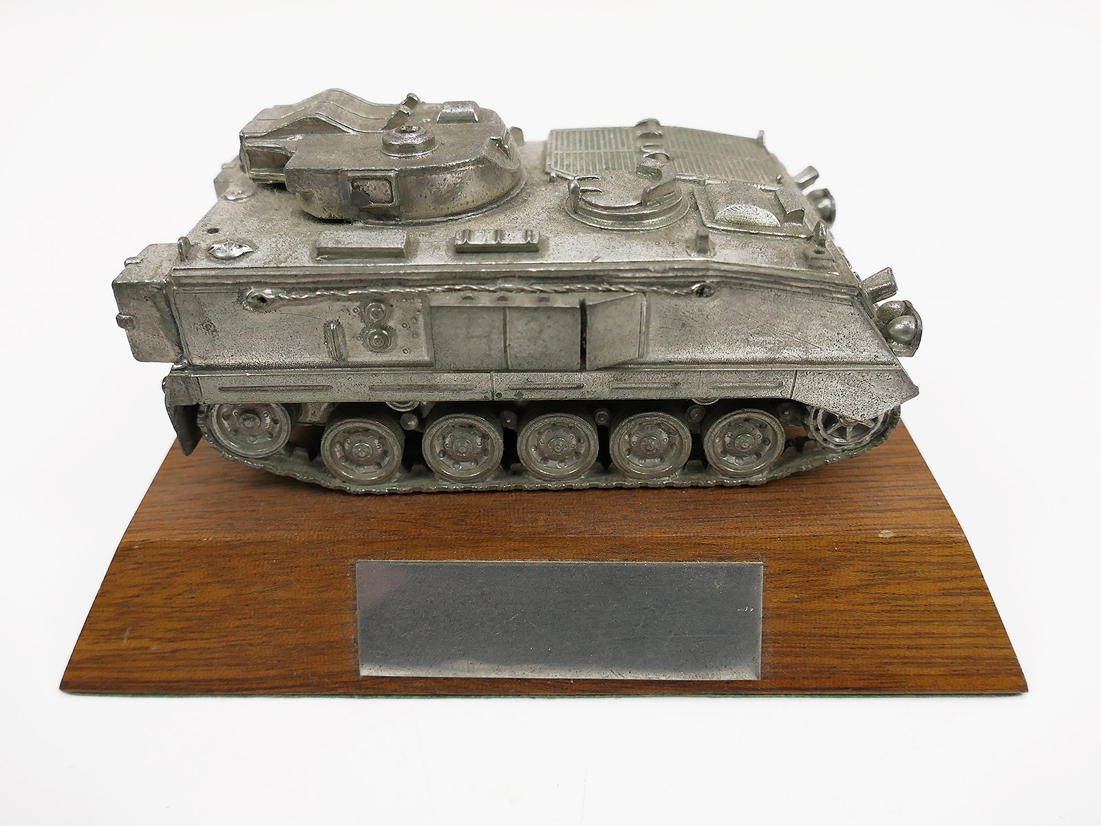 #1 Panzer Modell Metall auf Holzplatte Schreibtisch Vitrine Buckingham Pewter Tank
