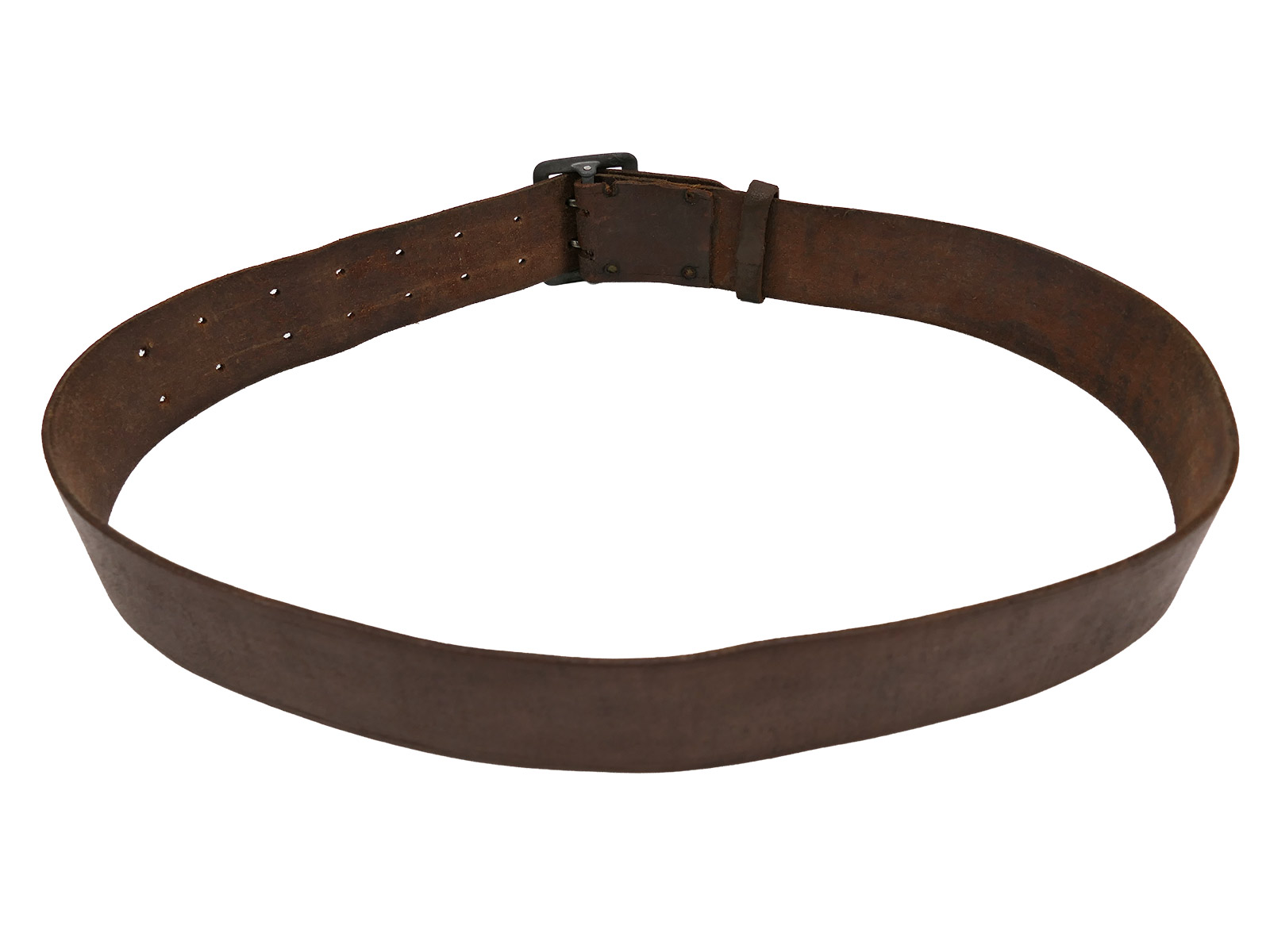 Antiker Offiziers Zweidornkoppel Braun 45mm Koppel Lederkoppel Braun Gesamtlänge 106cm BATTLE WORN