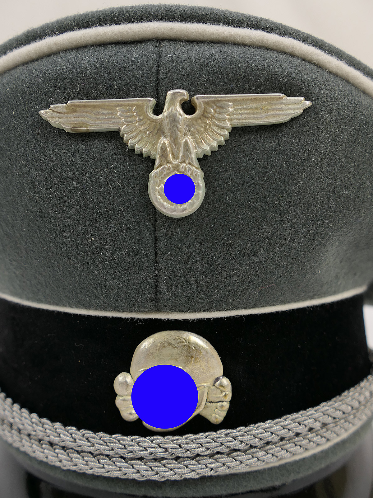 Waffen SS Schirmmütze Offizier Gr.58 Top Museumsanfertigung mit Metall Effekten