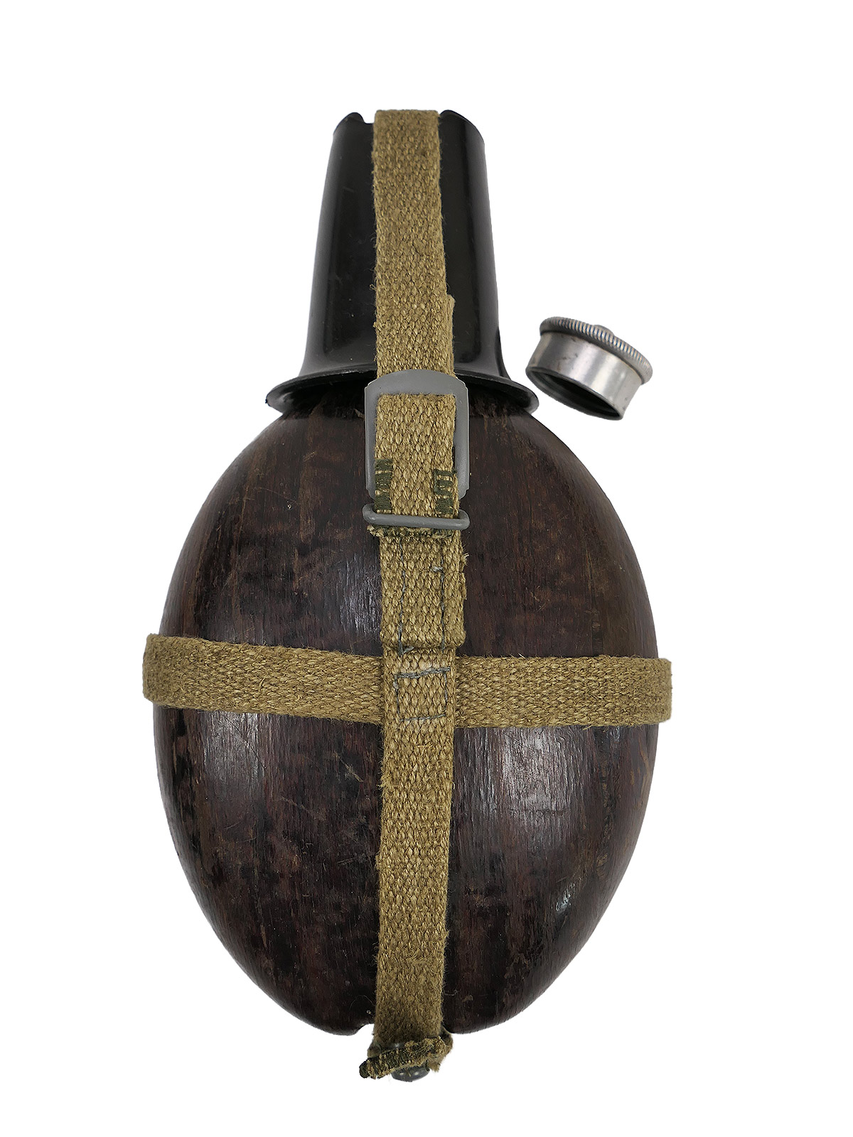 Wehrmacht DAK Afrikakorps Original Feldflasche Kokosnuss H.R.E.41 Tropen