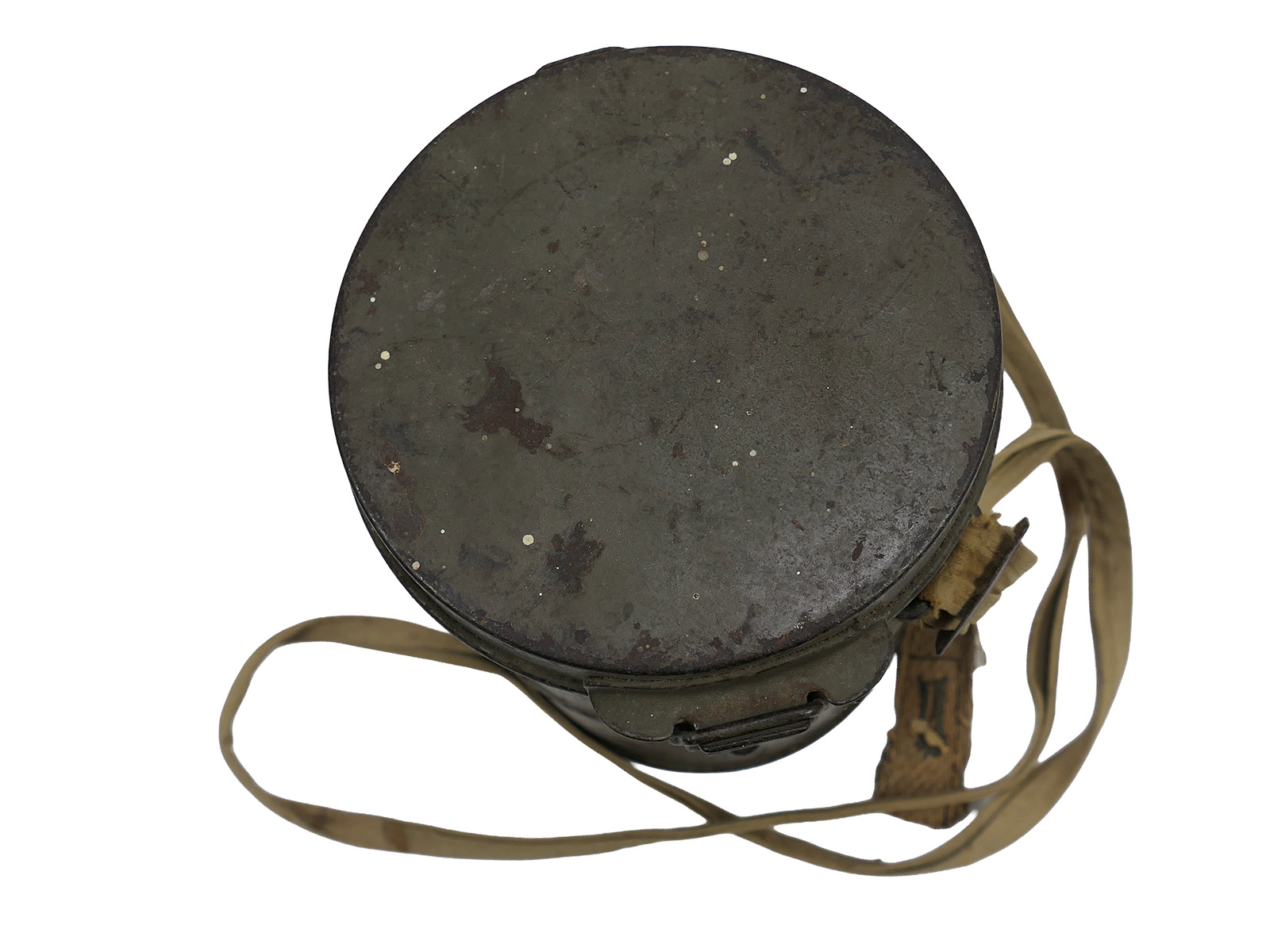 WK1 Original Leder Gasmaske M17 + Filter in Original Bereitschaftsbüchse COLLECTION BATTLE WORN