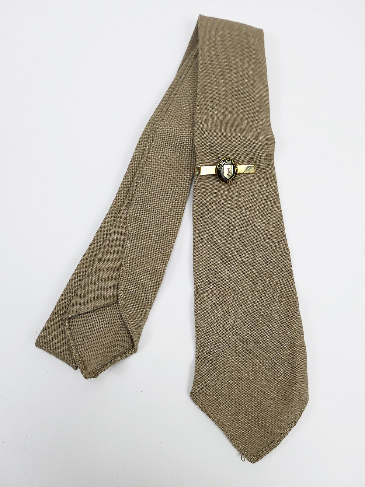 US WW2 GI Khaki Neck Tie - Krawatte Uniform Hemd Schlips Binder mit Nadel BIG RED ONE Infantry