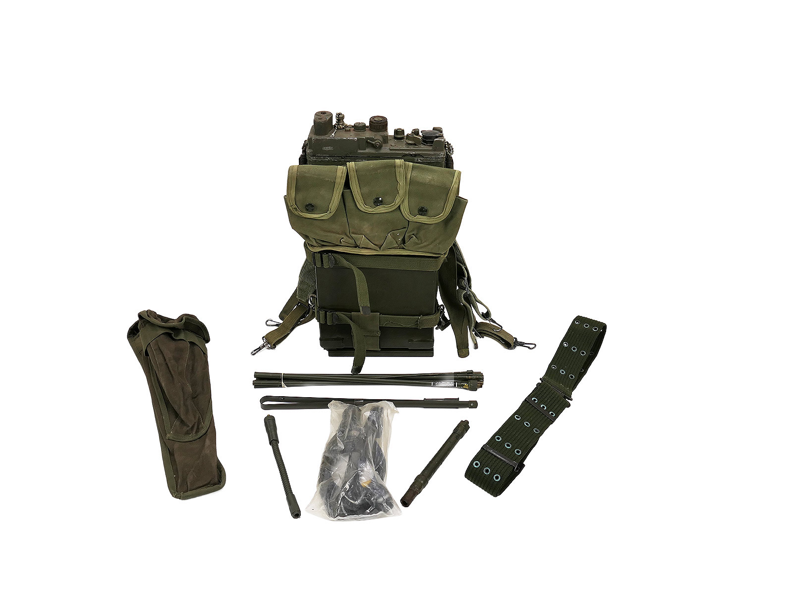 US ARMY FUNKGERÄT VIETNAM RADIO RECEIVER PRC-9/10 mit Zubehör Antenne Handapparat Tasche ...