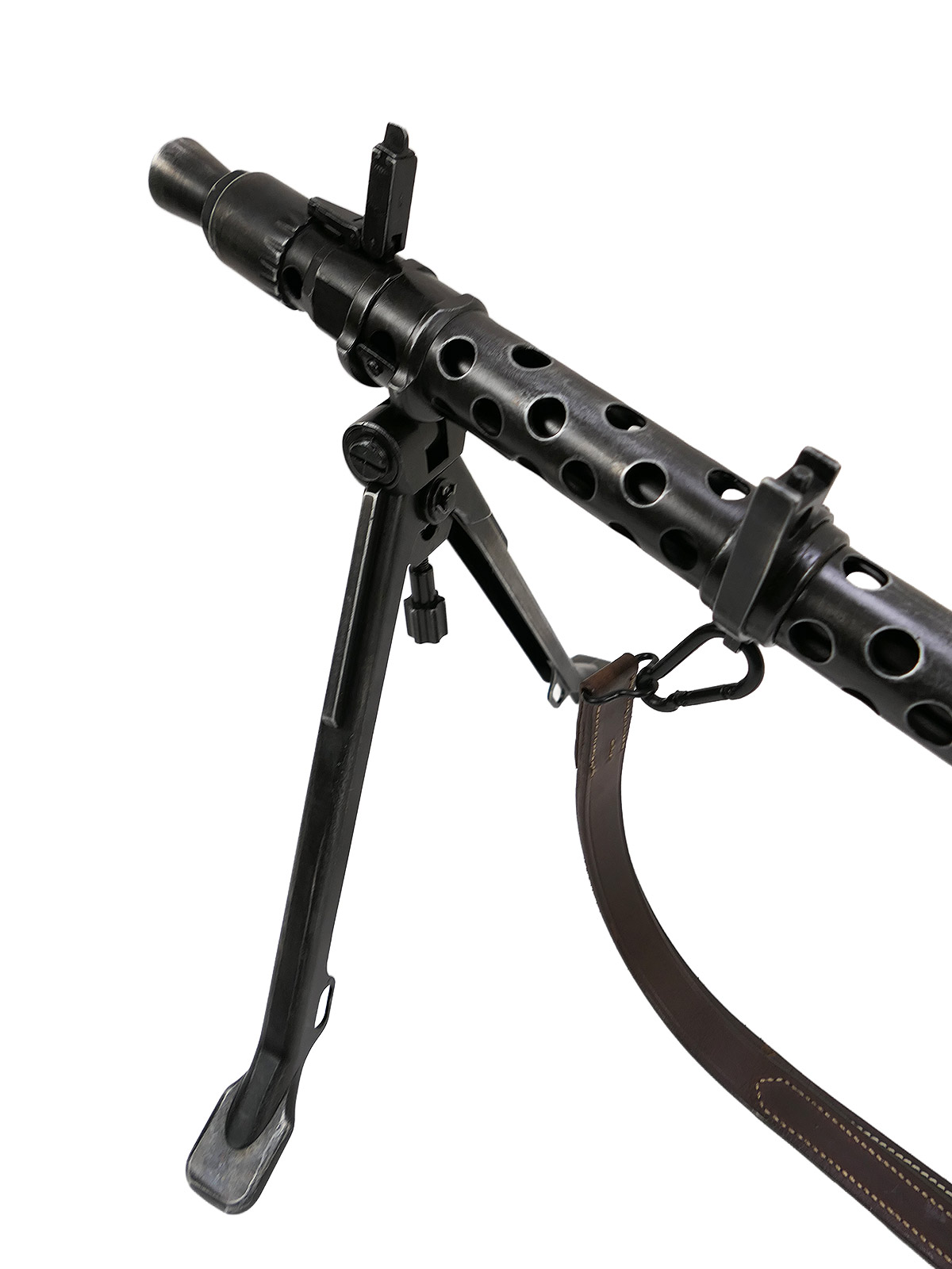 Wehrmacht Maschinengewehr MG34 Deko Modell Filmwaffe Metall mit Holz Schulterstütze und Trageriemen