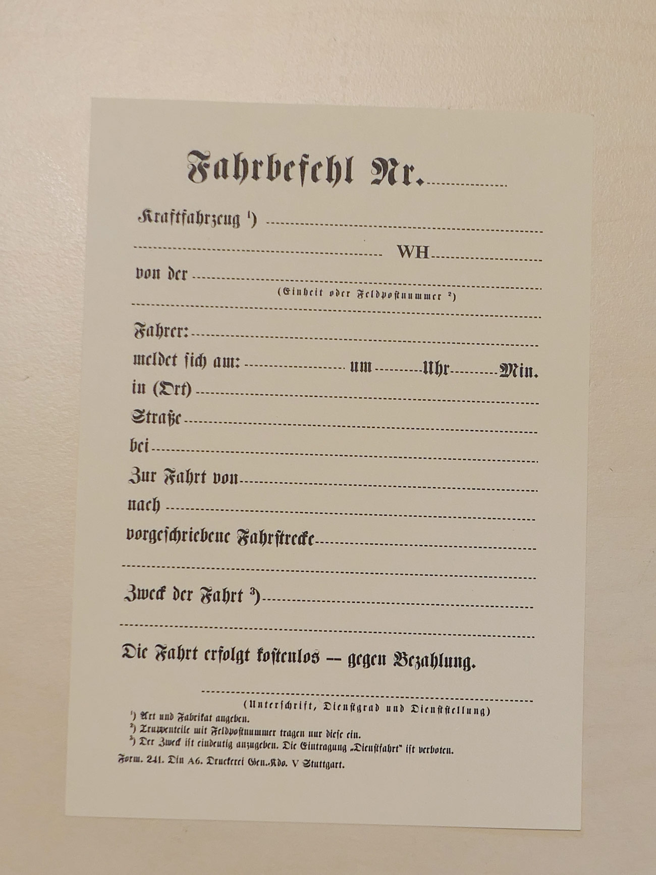 Fahrbefehl - Nachdruck