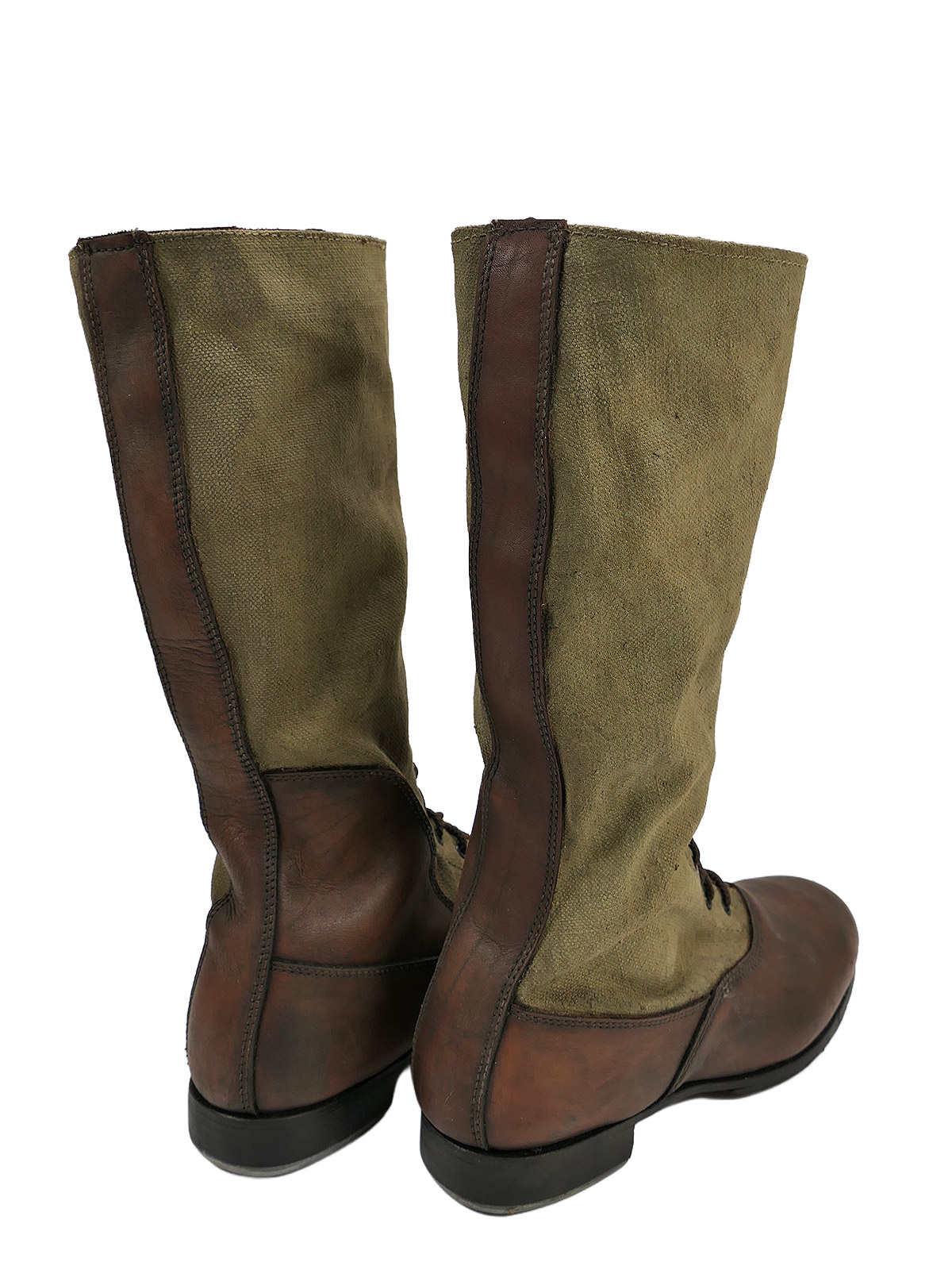 Einzelpaar - Wehrmacht DAK Tropenstiefel Hoch Afrikakorps Stiefel Gr.46 COLLECTION BATTLE WORN