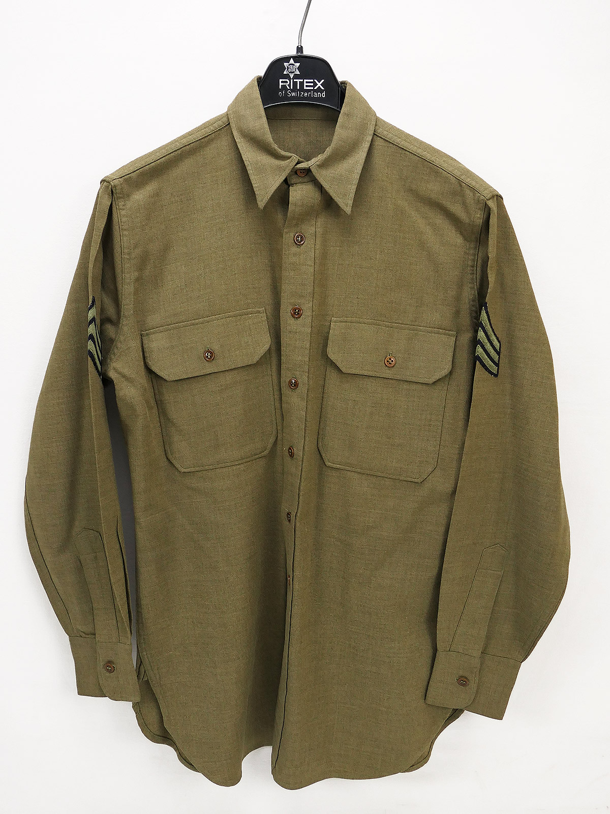 P1694177 US Army Air Force Feldhemd M37 Wool Shirt Enlisted Man's Sergeant Medium bis Large