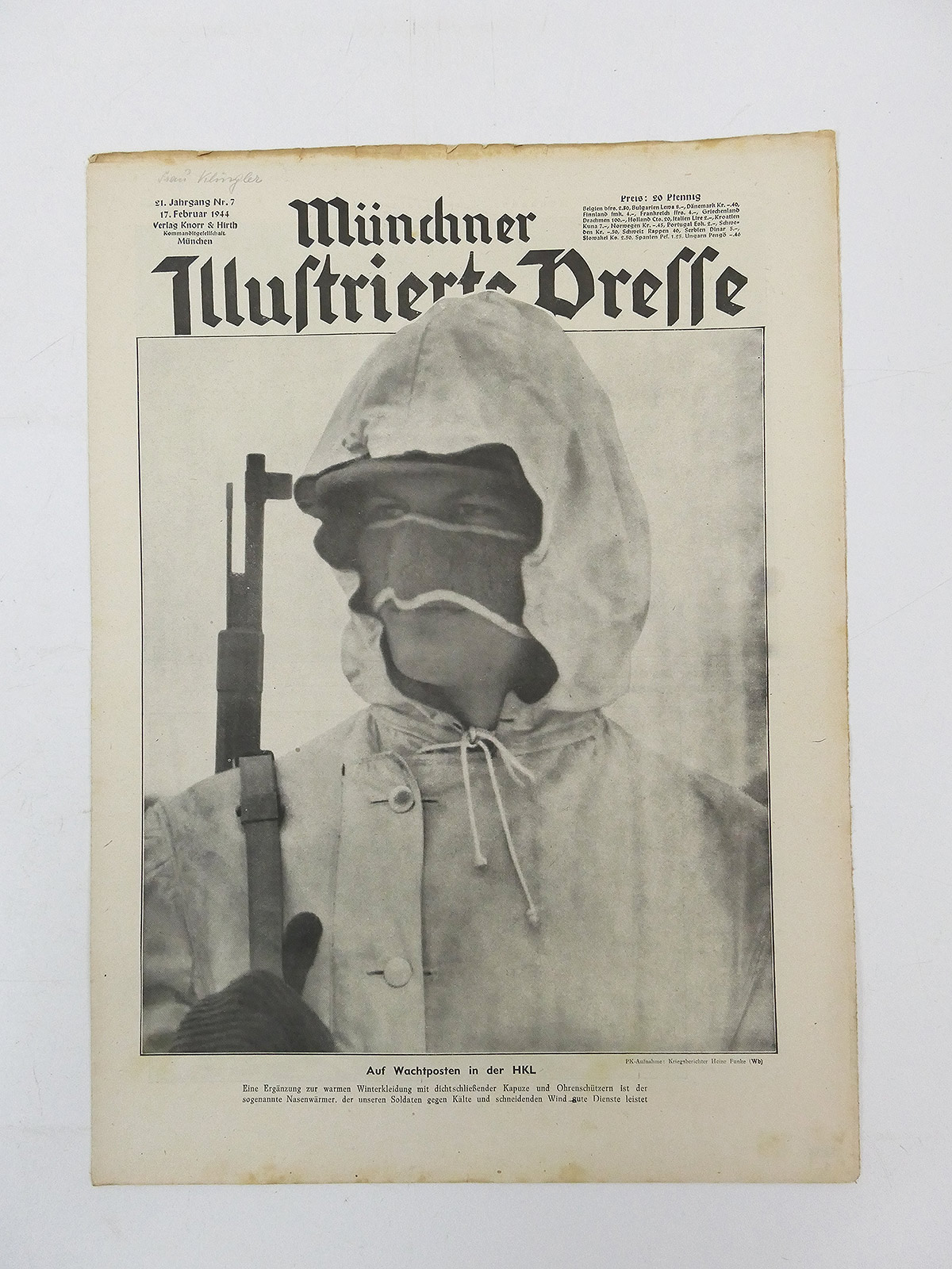 Münchner Zeitschrift Illustrierte Presse Zeitung JG21/Nr.7  Ausgabe 17.Februar 1944