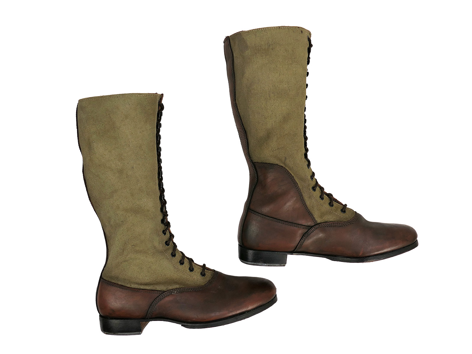 Einzelpaar - Wehrmacht DAK Tropenstiefel Hoch Afrikakorps Stiefel Gr.46 COLLECTION BATTLE WORN
