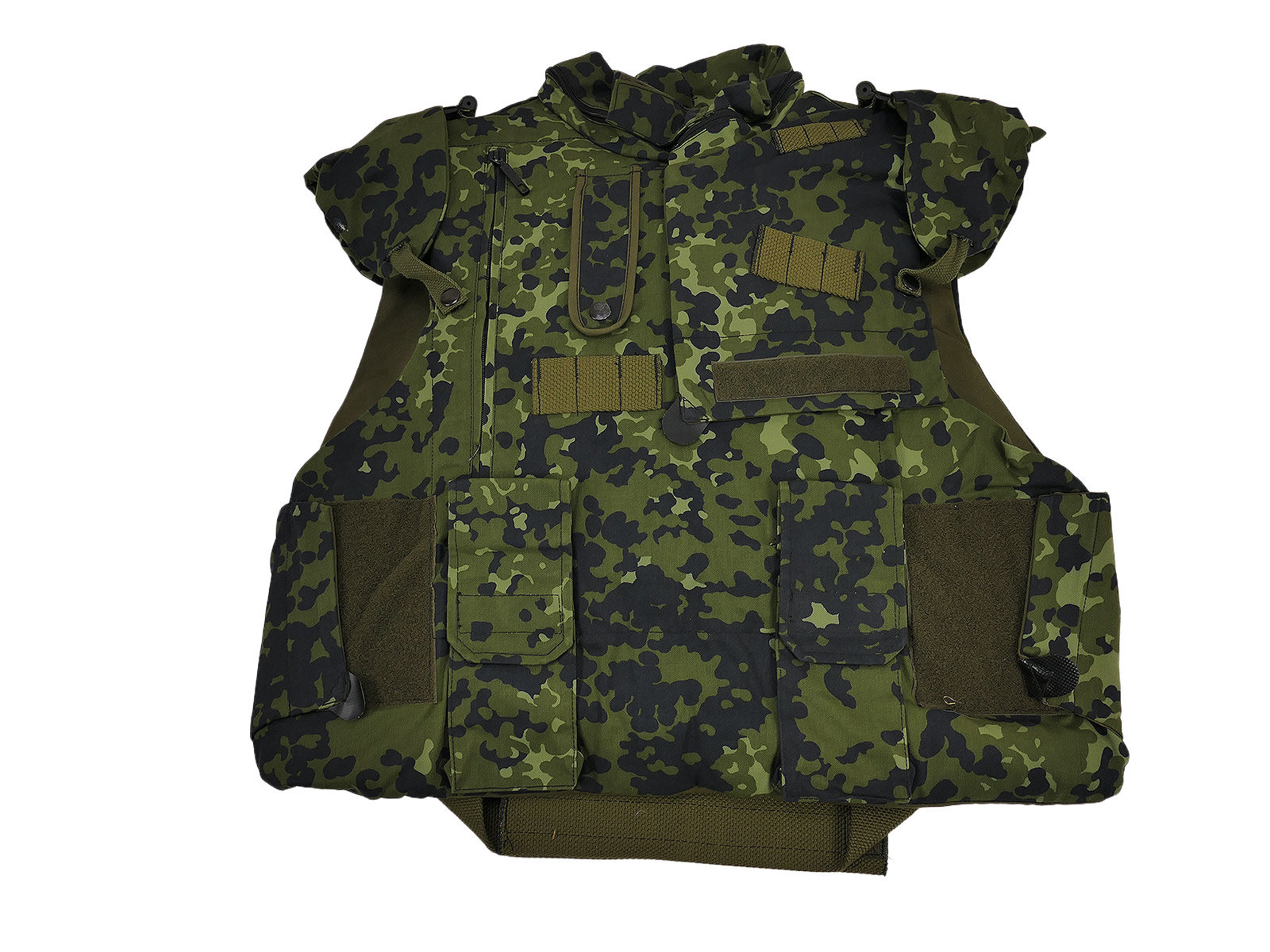 Dänische Splitterschutzweste Woodland MEDIUM/N mit Ballistischen Softshell Einlagen Fragmentation Protective Vest Dänemark