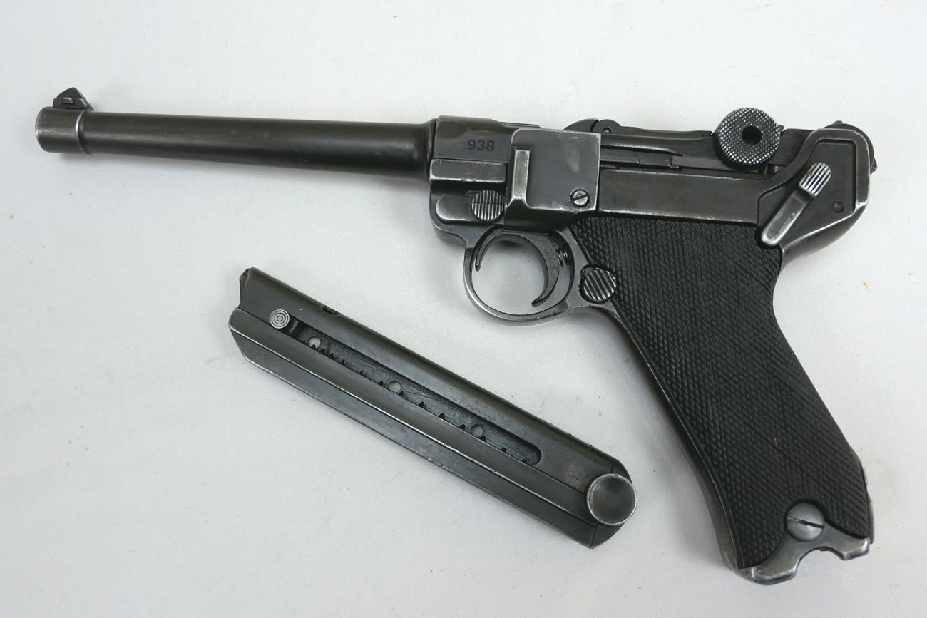 Pistole P08 Marine Deko Modell Antik Filmwaffe Denix