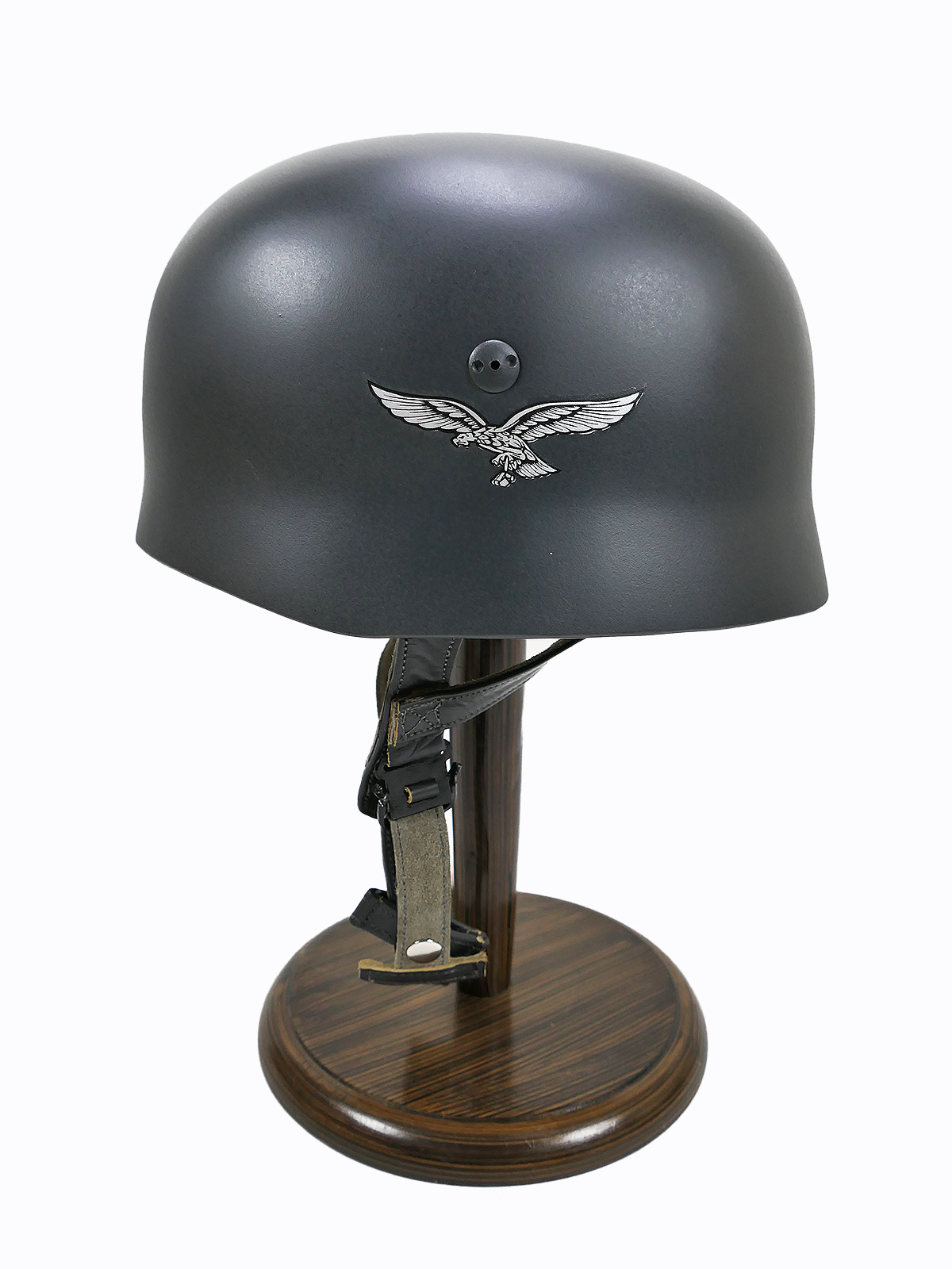 WK2 LW Fallschirmjägerhelm Stahlhelm M38 Luftwaffe Glocke blaugrau 59/60 komplett 1 Abzeichen