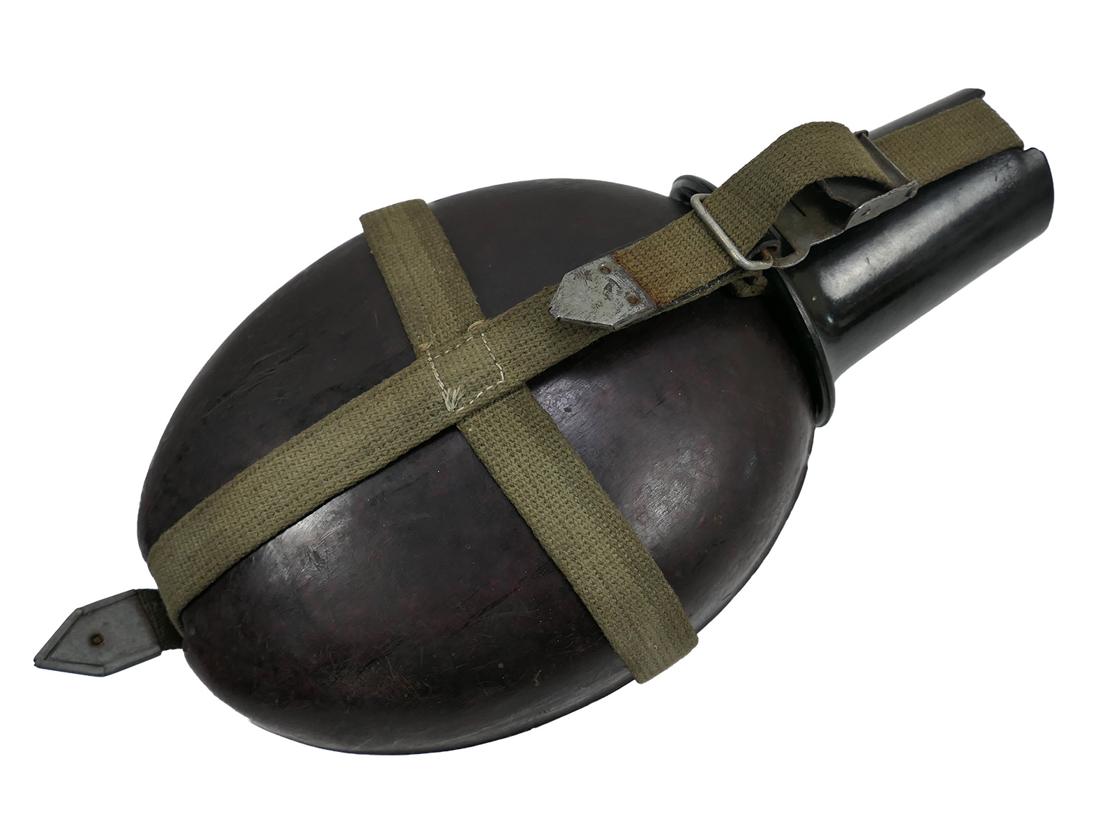 Wehrmacht DAK Afrikakorps Feldflasche Kokosnuss Tropen RITTER ALFURIT mit Becher COLLECTION BATTLE WORN