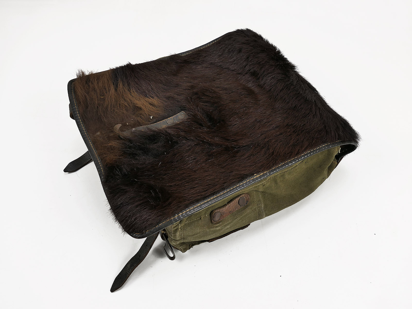 Wehrmacht Tornister Affe Rucksack spätes Modell genietet Fellrucksack