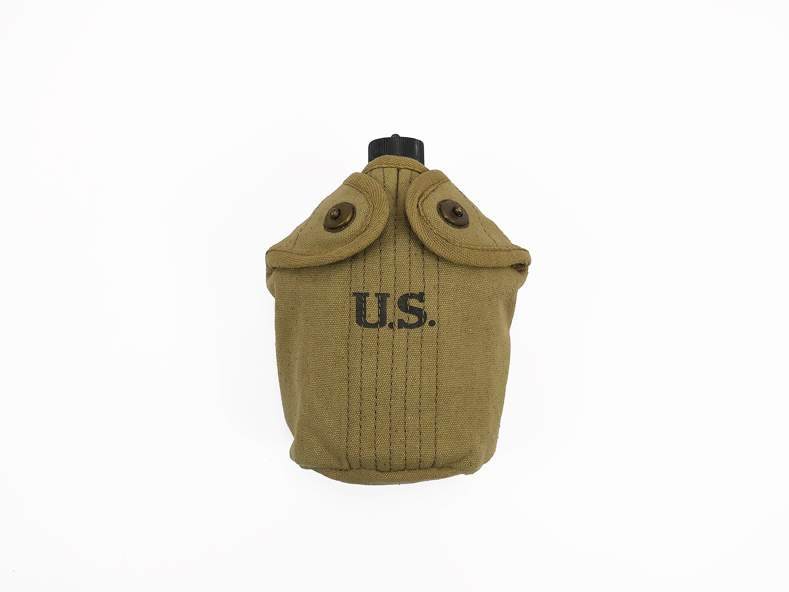 Original US Army WW2 Feldflasche mit Becher und Repro Bezug 