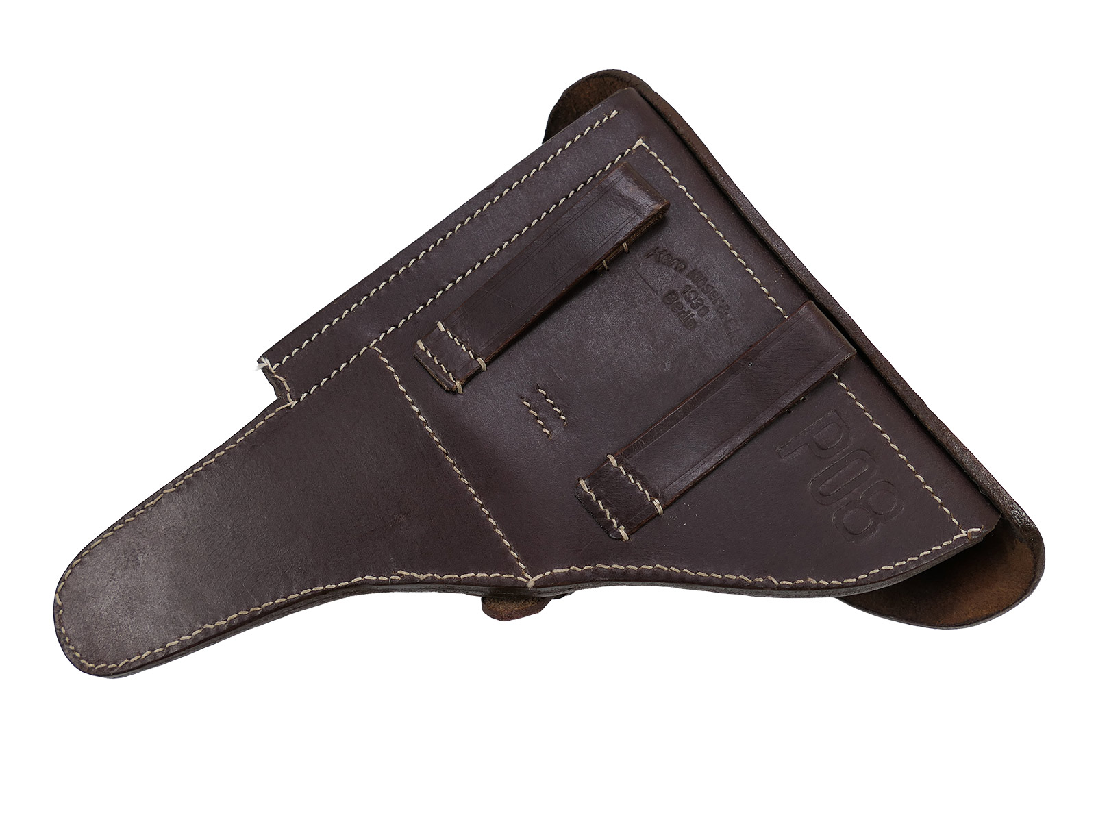Einzelstück - Luftwaffe P08 Holster Koffertasche Lederholster Pistolentasche BATTLE WORN