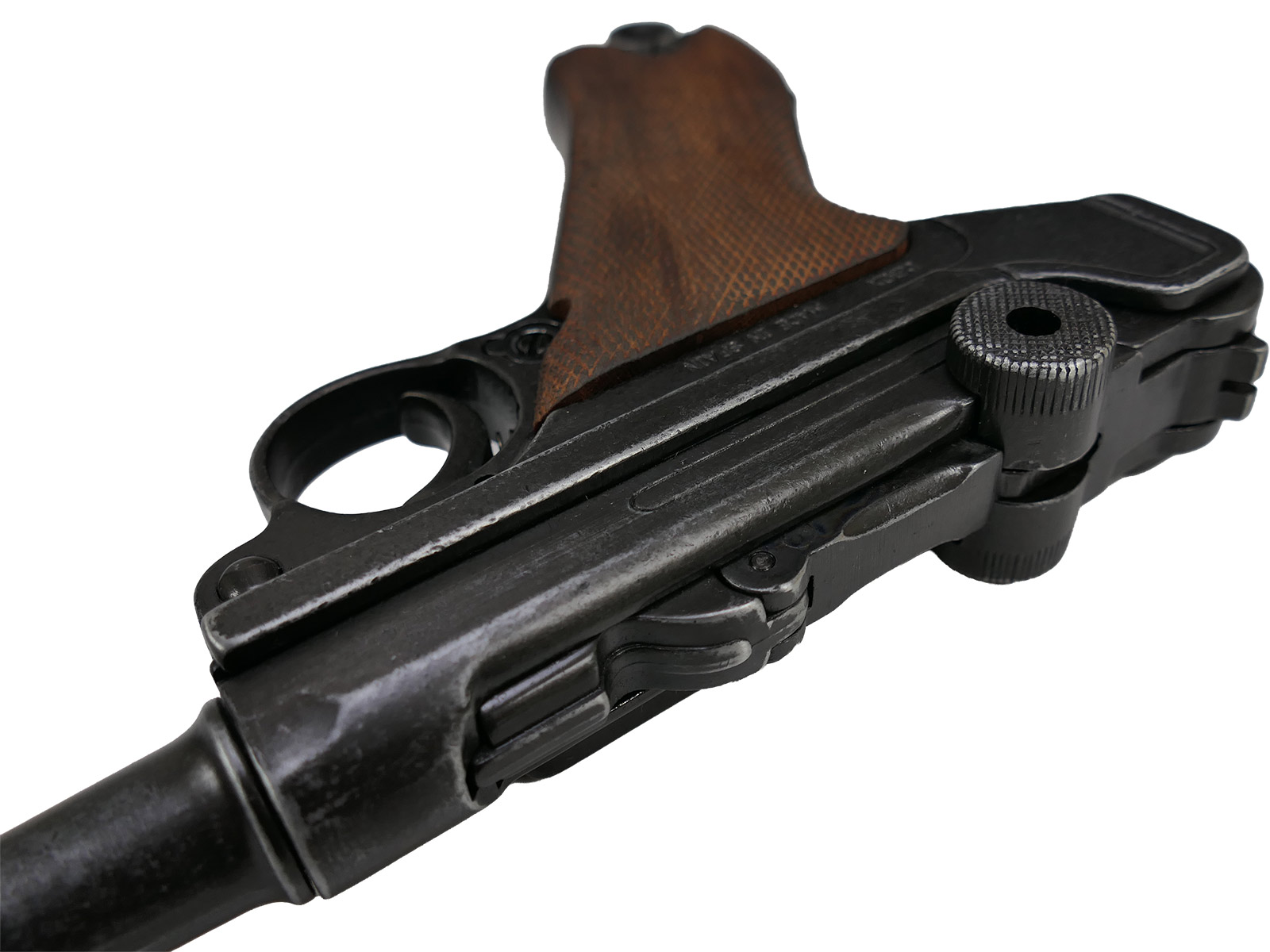 Denix Pistole P08 Luger Deutschland 1898 Braune Griffschalen "Antik" Deko Modell Filmwaffe