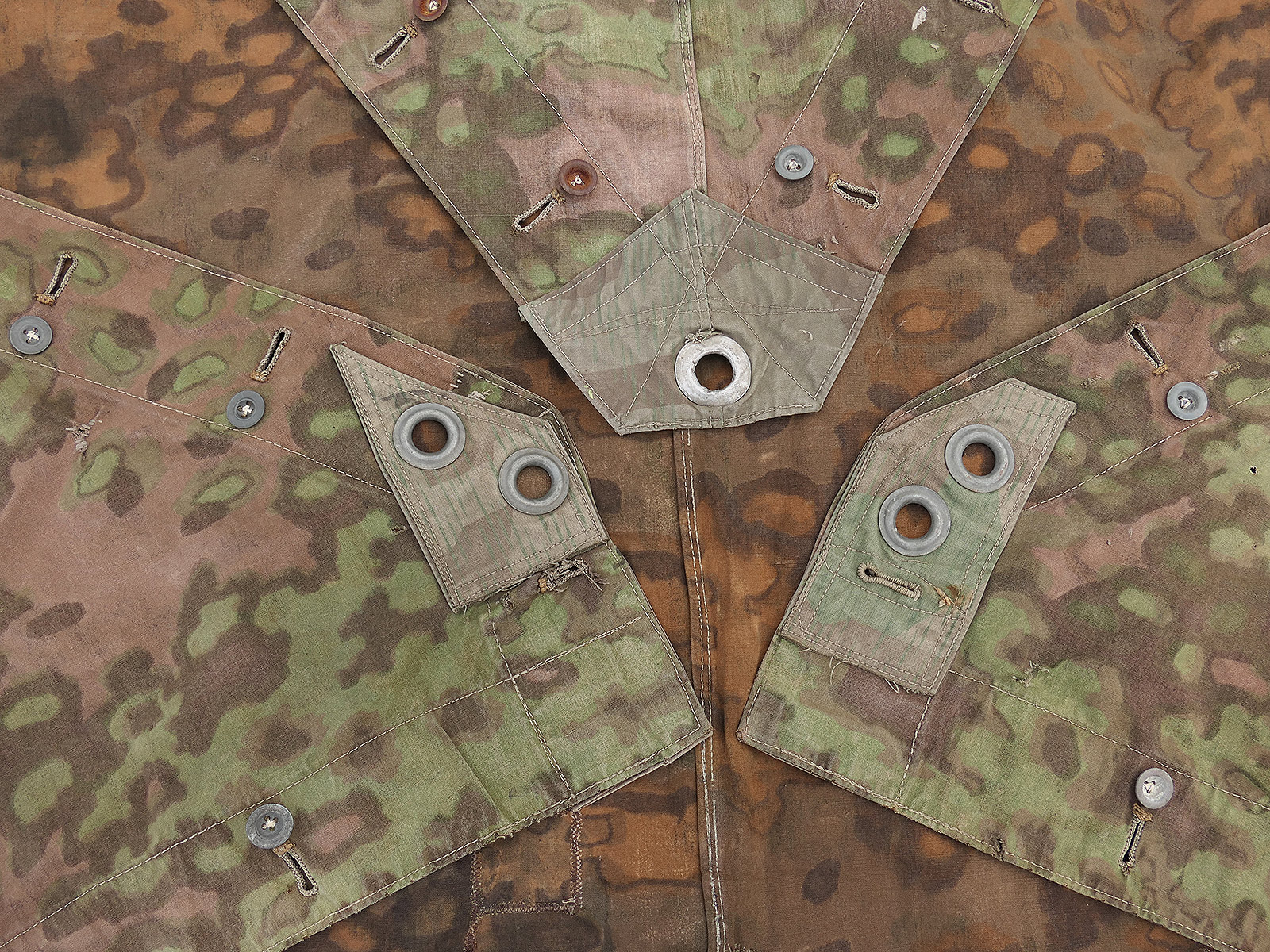 #A/ Waffen SS Original Zeltplane Eichenlaub Zeltbahn Tarnzeltbahn BATTLE WORN