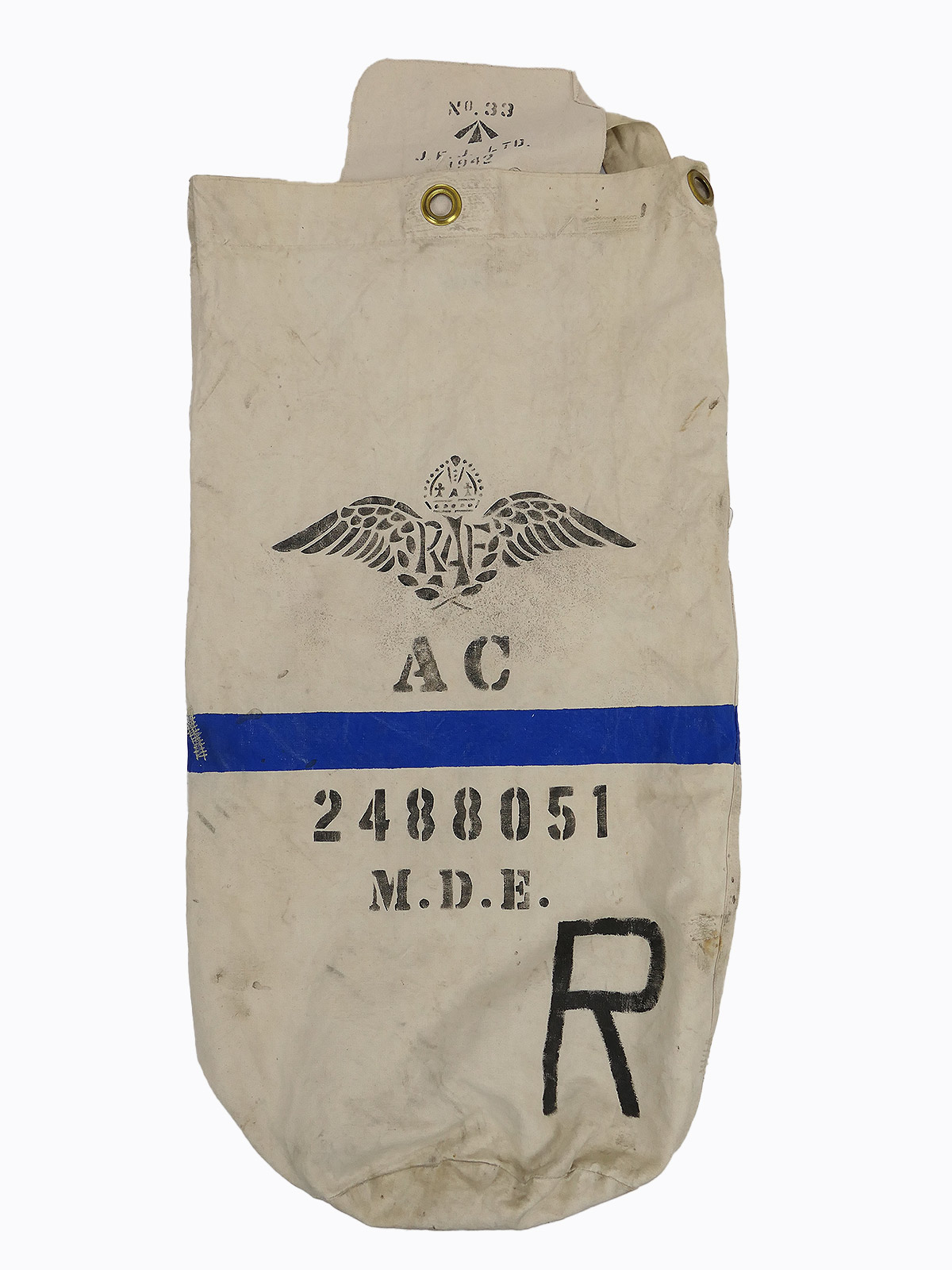 Vintage British Army WW2 Duffle Bag Seesack 1942 Kleider Sack Tasche BERLIN BLITZ Comic Noseart