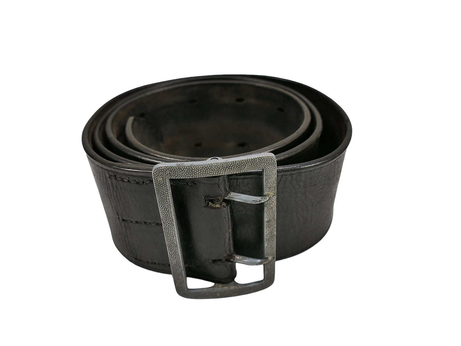 EINZELSTÜCK Vintage Zweidornkoppel schwarz Leibriemen 54mm Koppelriemen Lederkoppel 110cm