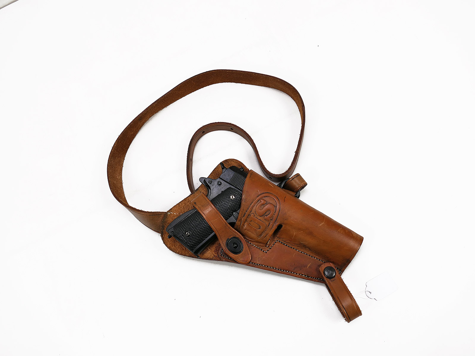 US Army Colt M1911 Denix Deko Waffe mit Leder Schulterholster COLLECTION