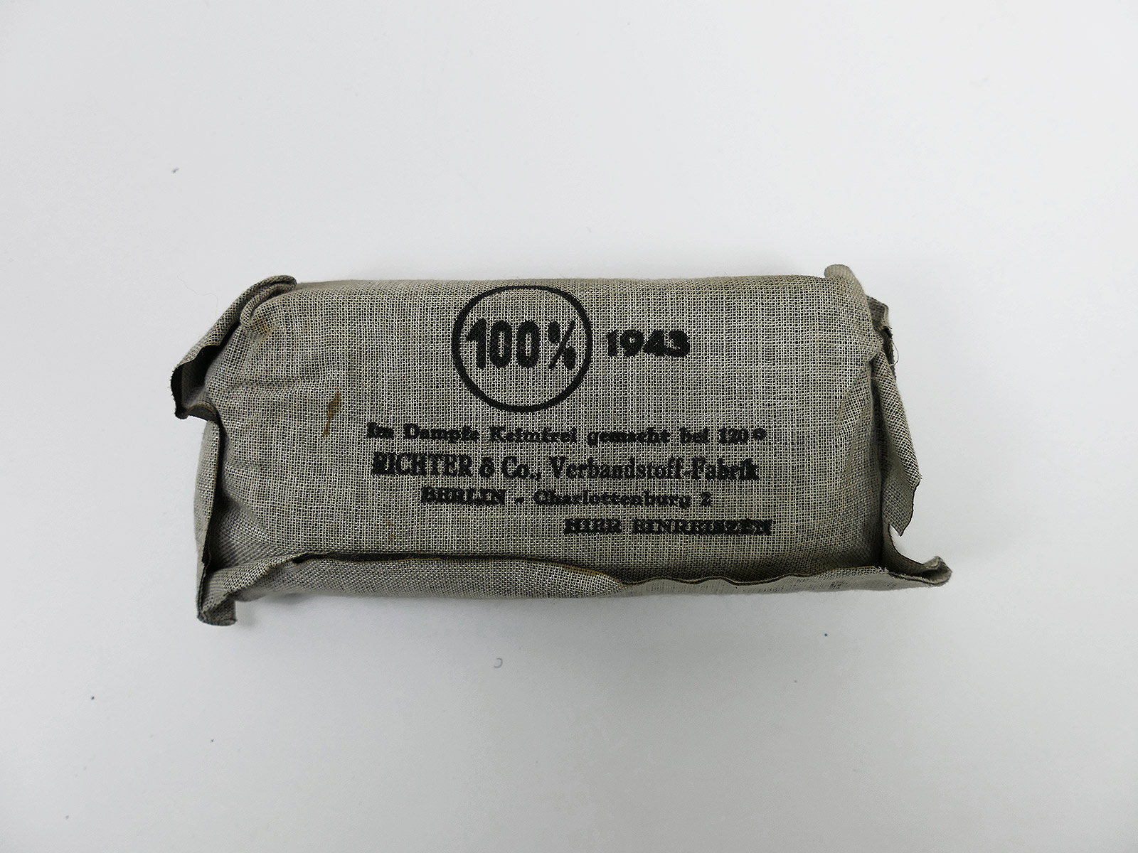 #3/ Wehrmacht Verbandpäckchen 1943 Erste Hilfe WK2 Feldbluse Verbandkasten 11.5x5.5cm